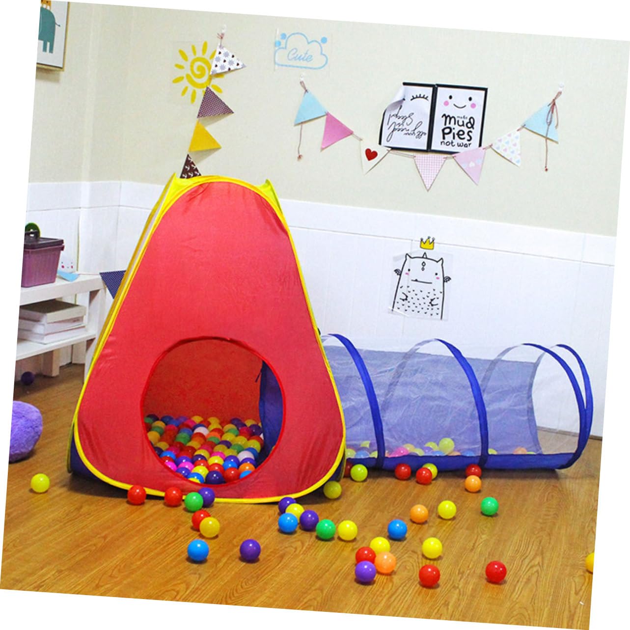 TOYANDONA Gioco Facile Pezzi 2 Poliestere Bambini in per Tunnel Creativo Portatile da Montare Interno Giochi Quotidiani di Feste Compleanno