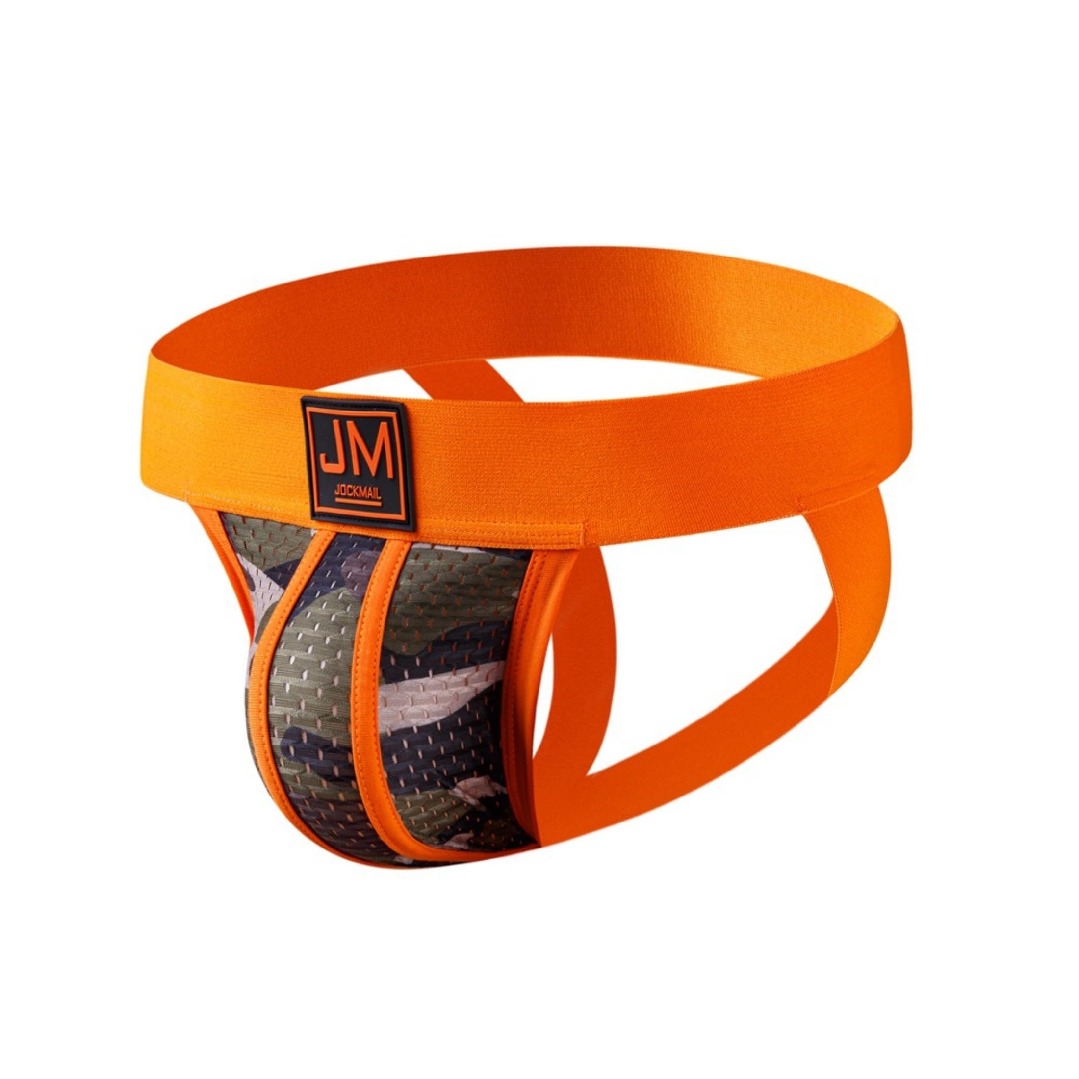 Jockmail Men's Orange Jockstraps Underwear Sexy Mesh Low Rise Stretch Jock Strap For (M, )