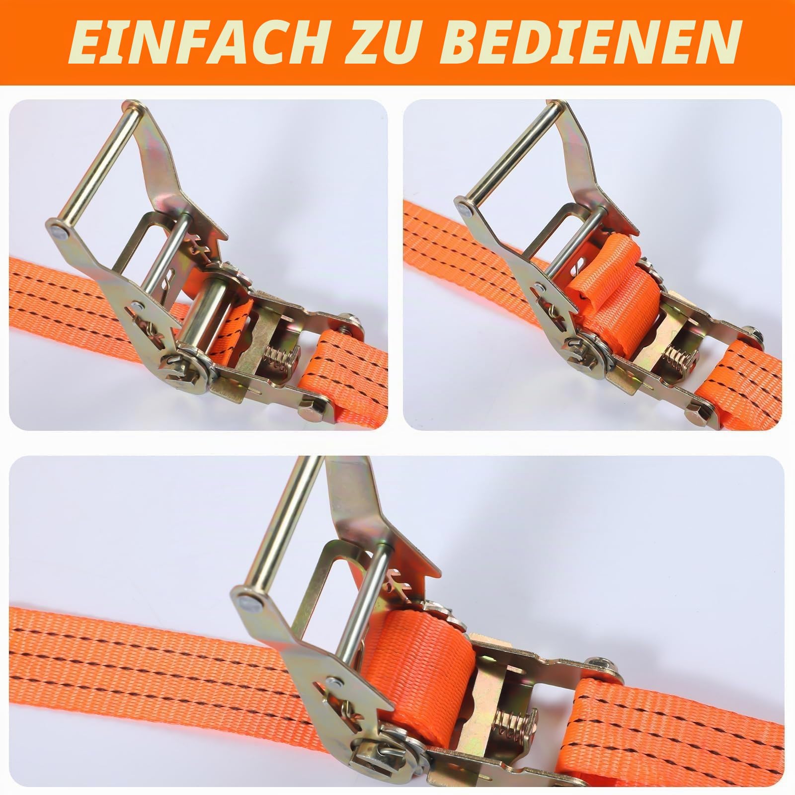 12 Stück Spanngurte mit Haken Ratsche in 6m 3000kg 3T Zweiteilig 40 mm Ratschengurt Zurrgurte 6612lb Break Strength für Ladungssicherung TÜV/GS Zertifiziert