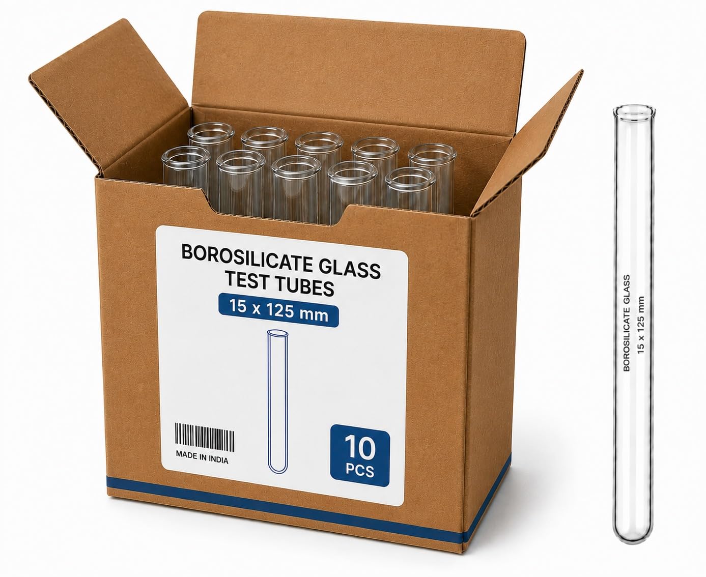Borosilicate Glass Test Tubes 15 x 125 mm (Pack of 10) – Laboratory Grade Heat Resistant Test Tubes for Chemistry, School, College, Research & Scientific Experiments-image-12