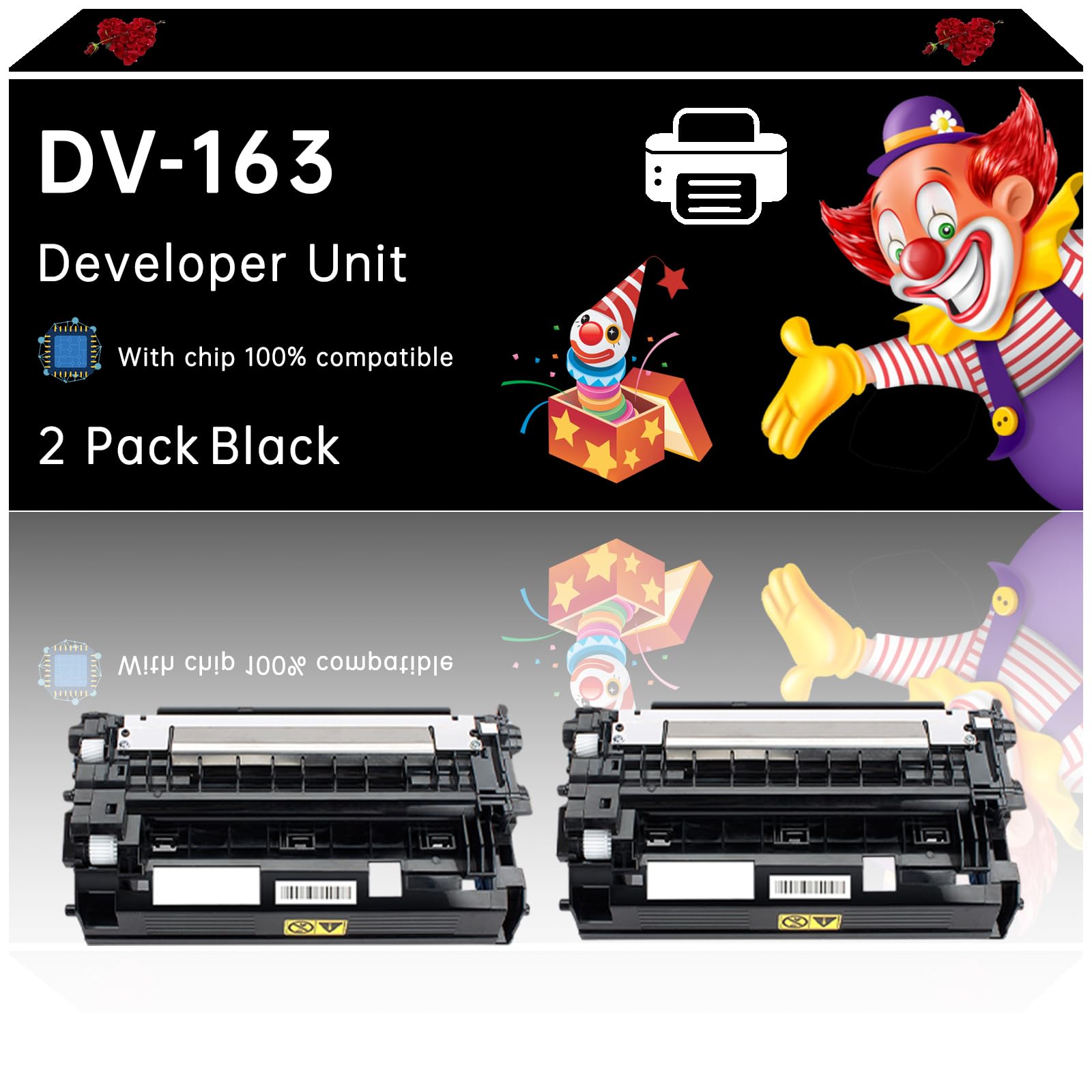 Tonzxce DV-163 Developer Unit Compatible with Kyocera ECOSYS Mita FS-1120D FS-1120DN FS-P2035d Printers, Enhanced Durability, Ideal for High-Volume Printing (2-Pack Black)