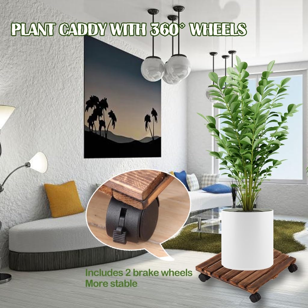 Carrito de flores rodante con ruedas – 50 x 50 cm para interiores y exteriores, bandeja portátil para plantas de jardín fácil de plantar y jardinería, perfecto para principiantes de plantas