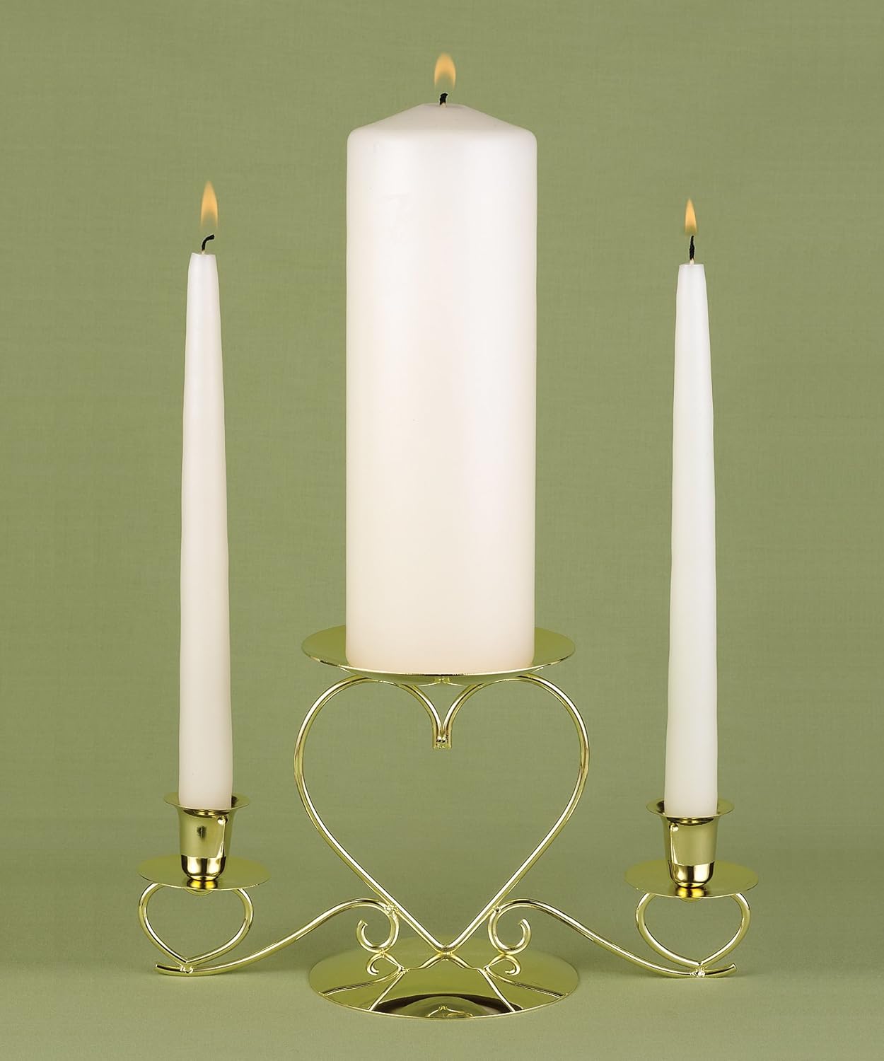 Hortense B. Hewitt Wedding Accessories 9-Inch Pillar and 2 10-Inch Tapers Unity Candle Set, Set of 3, Ivory