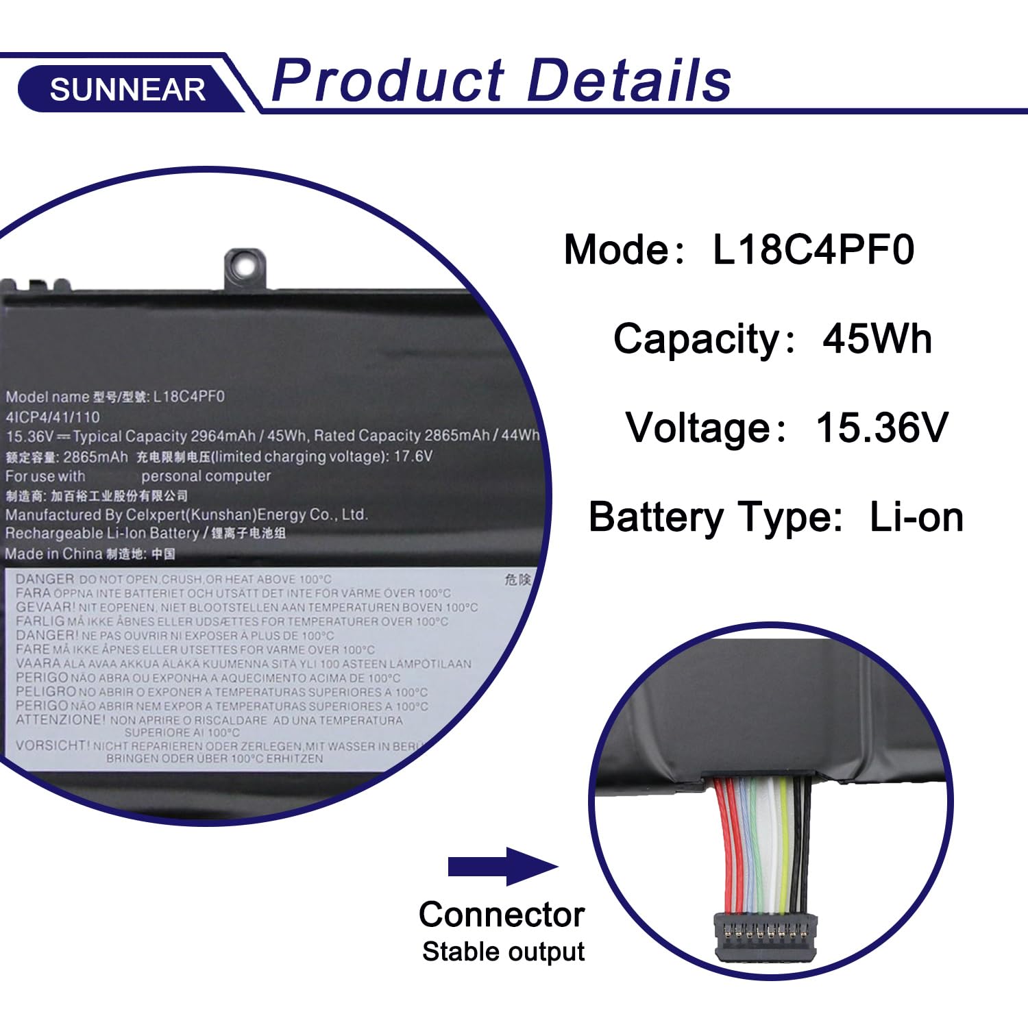 Amazon.com: SUNNEAR L18C4PF0 L18M4PF0 L18D4PF0 Laptop Battery