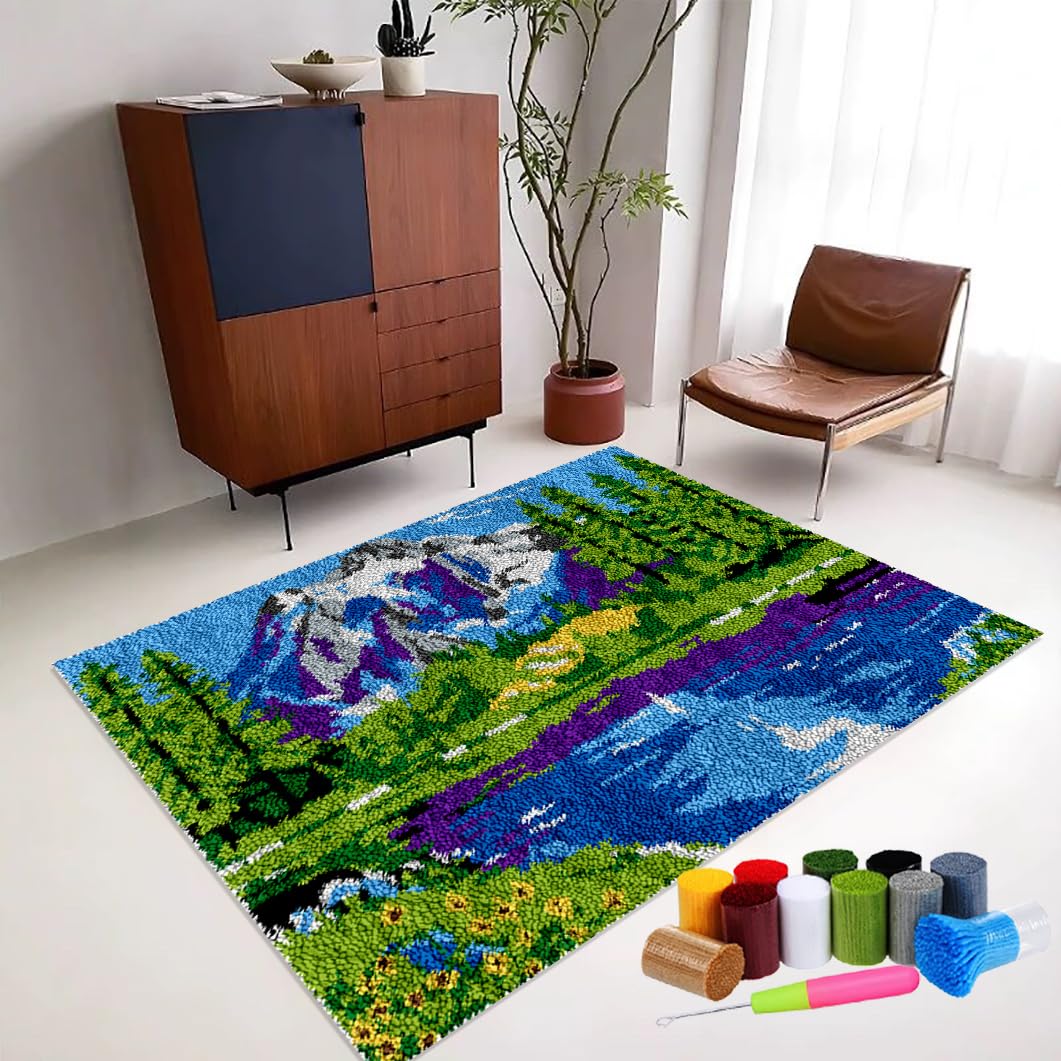 RxiBeFuw DIY Latch Hook Rug Making Kit for Adults 55 x 75 cm Latch Hook Kits Rugs Latch Hook Rug Kit Home Carpet Rug Making Kit Tapestry Kits for Adults DIY Tapestry Carpet Rug Making for Beginners