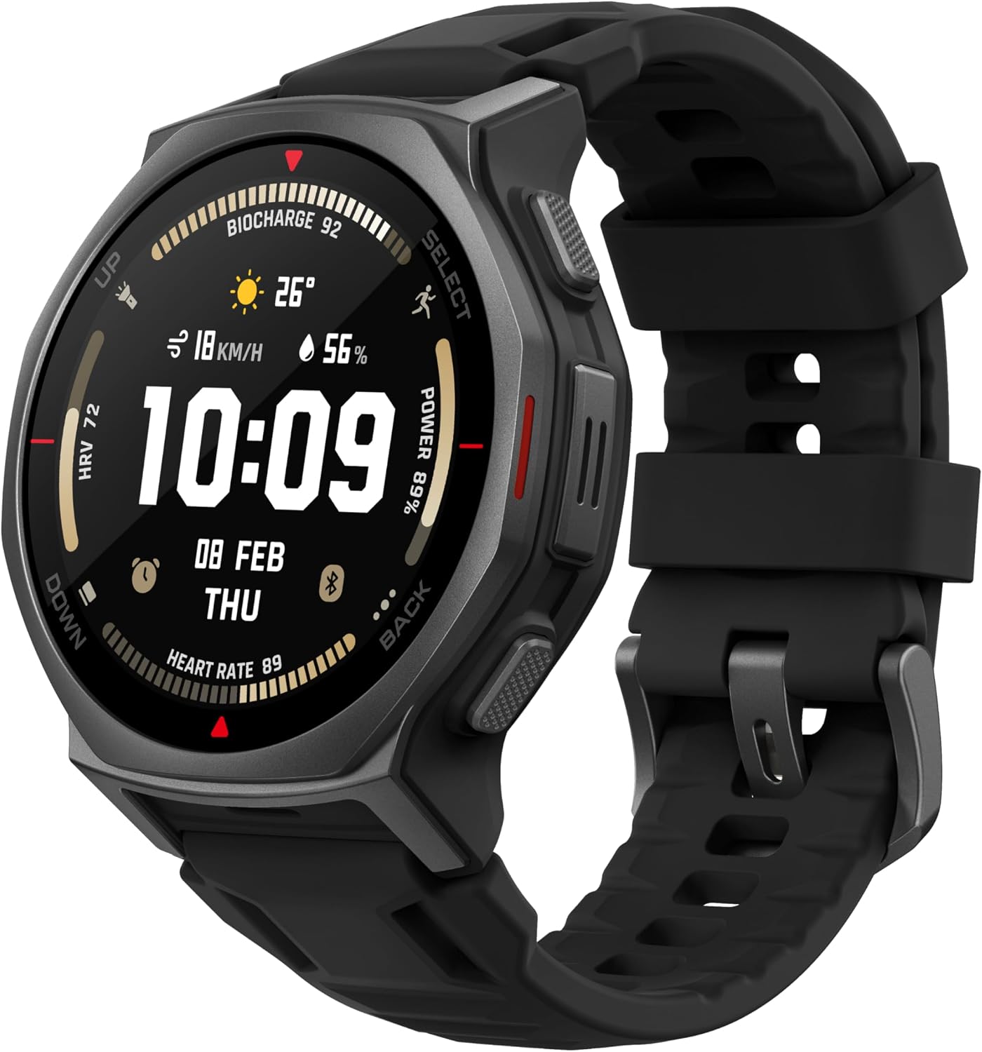 T-Rex 3 Pro Smart Watch, 1.32" AMOLED Sapphire Glass, iOS/Android | 44mm, 17-Day Battery, Dual-Band GPS, Flashlight, Water-Resistant, Titanium Bezel, Rugged/Military Style, Offline Maps