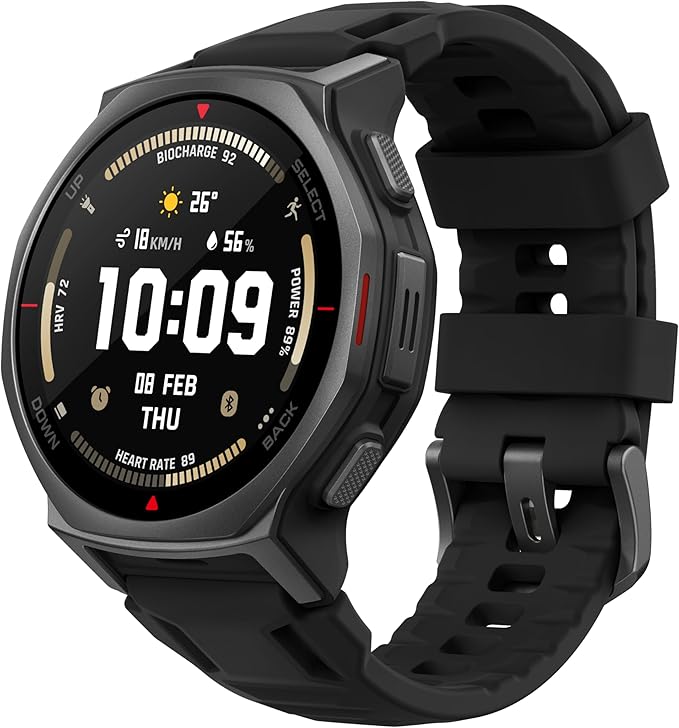 Amazfit T-Rex 3 Pro Outdoor Smart Watch 44mm Sapphire AMOLED Display with Flashlight, Ti Bezel, Dual Band GPS, Offline Maps, 17 Days Battery, 10 ATM, 180+ Sports Mode for Android & iPhone, Black