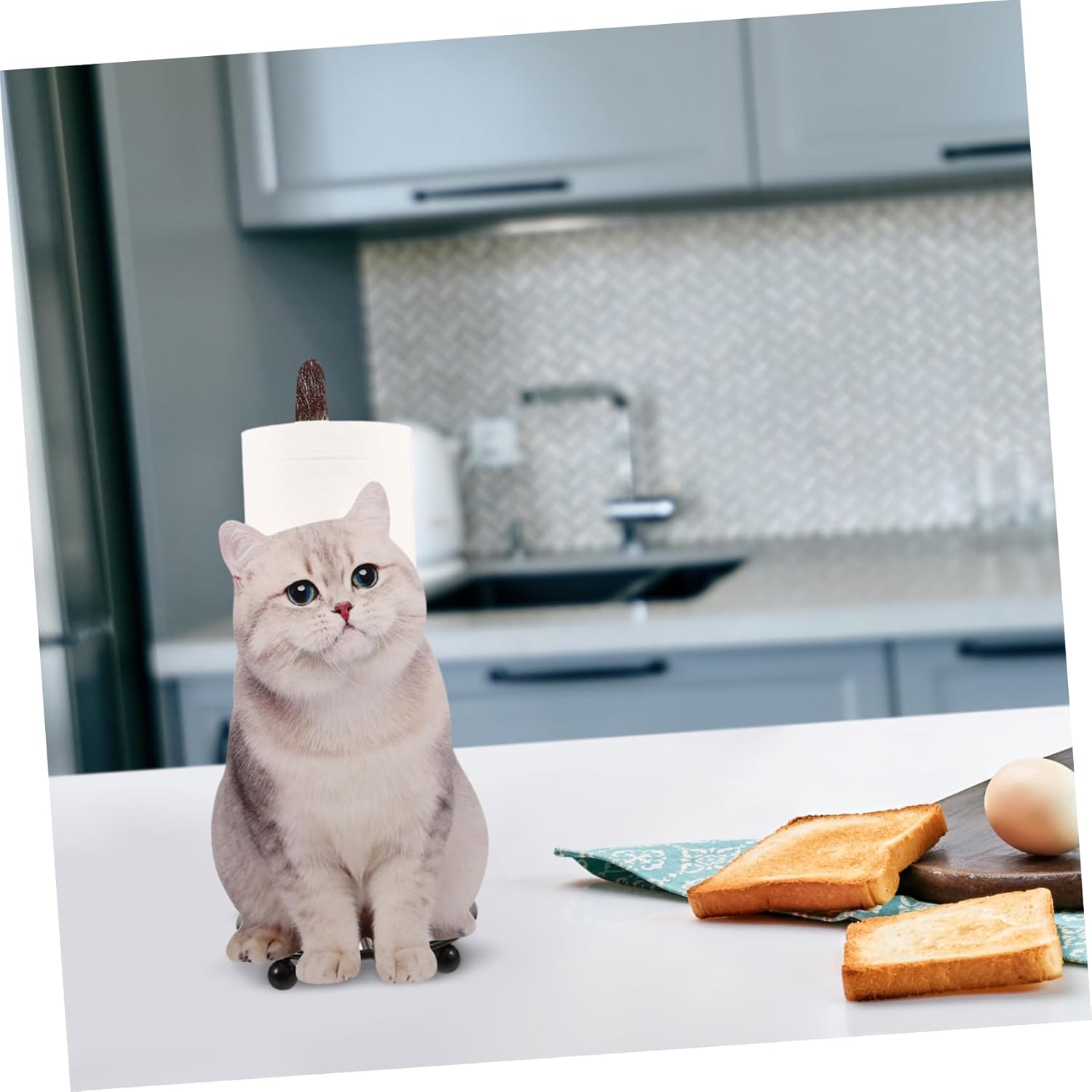 Cute Cat Roll Paper Storage Rack for Bathroom Rustic Toilet Paper Holder Cat Shape Design