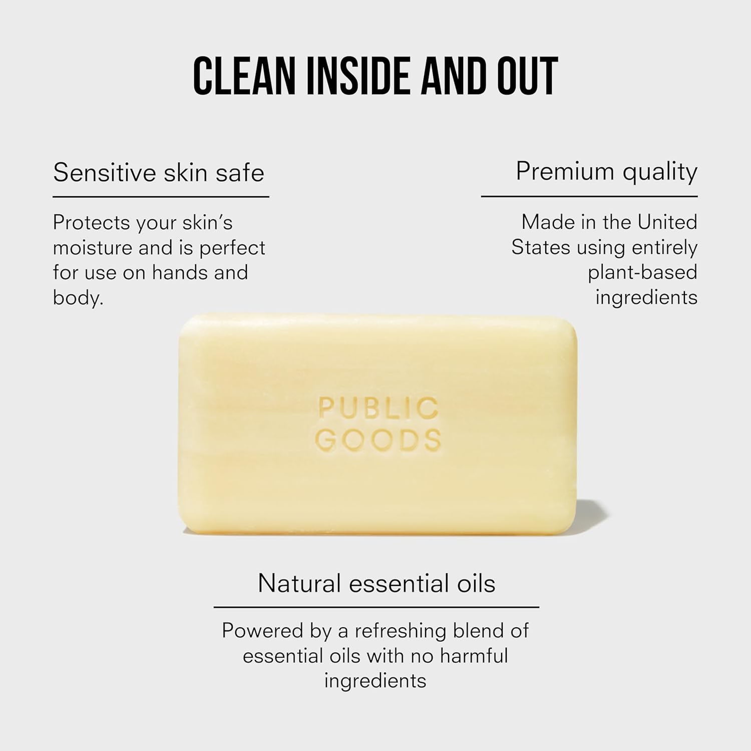 Public Goods 3-Pack Bar Soap for Women & Men | Hand & Body Soap for Sensitive Skin | Natural Fragrance from Organic Essential Oils | For Bath & Shower | Non Toxic, Vegan Friendly | 5 Oz | 3 Count - Image 4