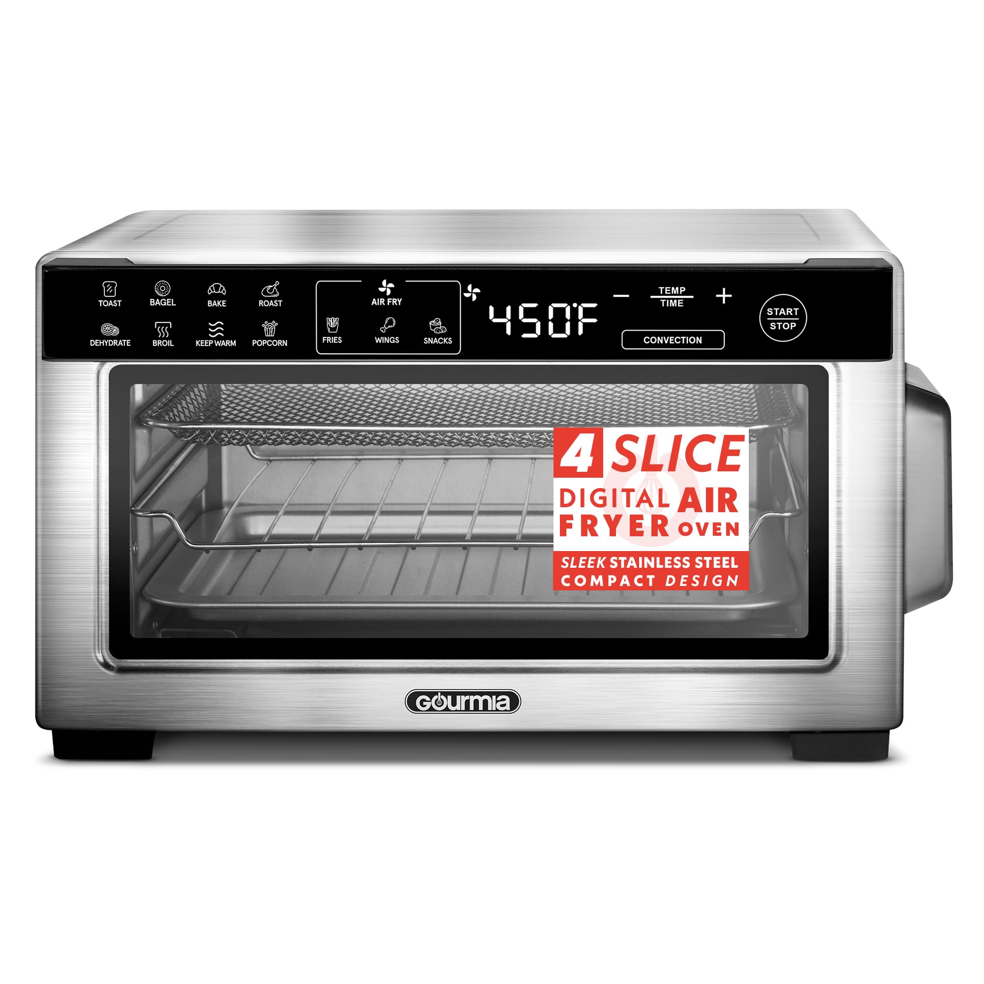 Gourmia digital air fryer toaster oven stainless small countertop