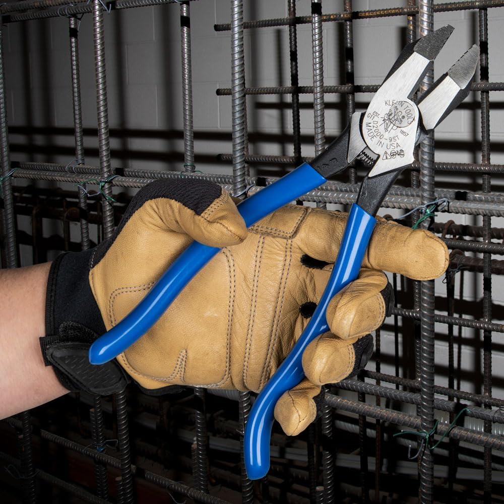 Klein Tools D2000-9ST Pliers, Made in USA, Side Cutters are Heavy-Duty 9-Inch Ironworker Pliers for Rebar, ACSR, Screws, Nails and Most Hardened Wire