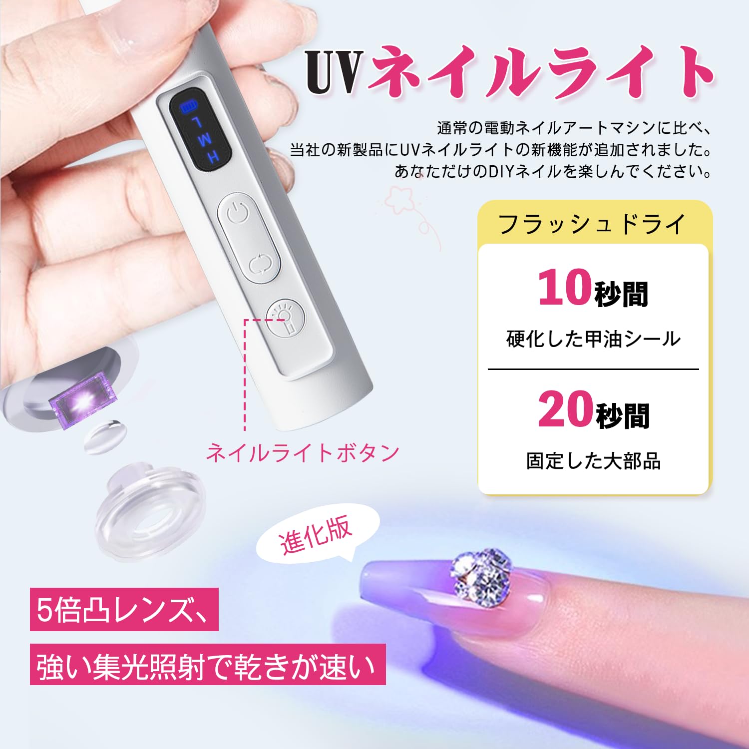 Amazon.co.jp: ネイルマシン 【2025新登场 爪磨き ネイルライト 二合一