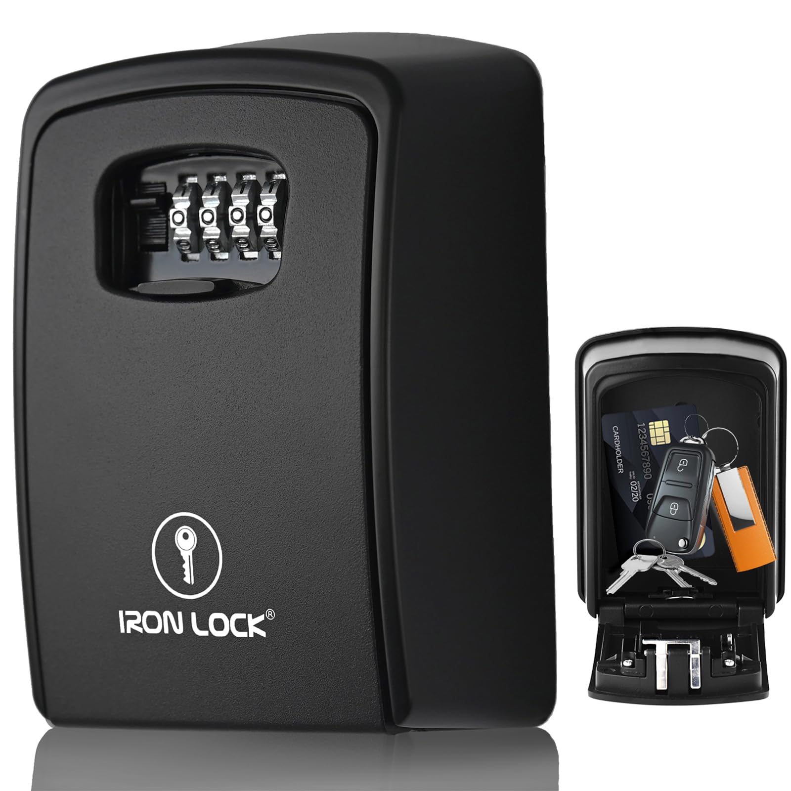 XXL Wall Mount Key Lock Box for Keys 4 Digit Combination with Resettable Code with A B Switch Extra Large lockbox Indoor Outdoor Waterproof Big Key Lock Box House Spare Keys (XXL, Black)
