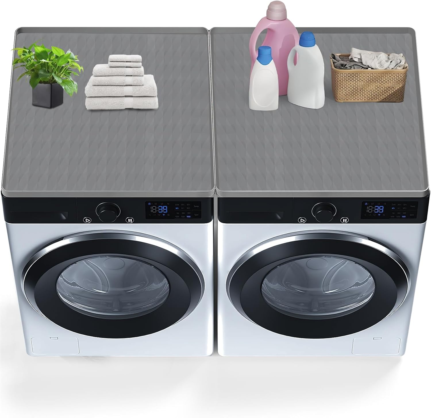 2PCS Washer and Dryer Covers for The Top, 27In X 27In Silicone Dryer Top Protector Mat, Waterproof, Scratch Resistant, Washable, Dryer Countertop for Home Kitchen and Laundry Room