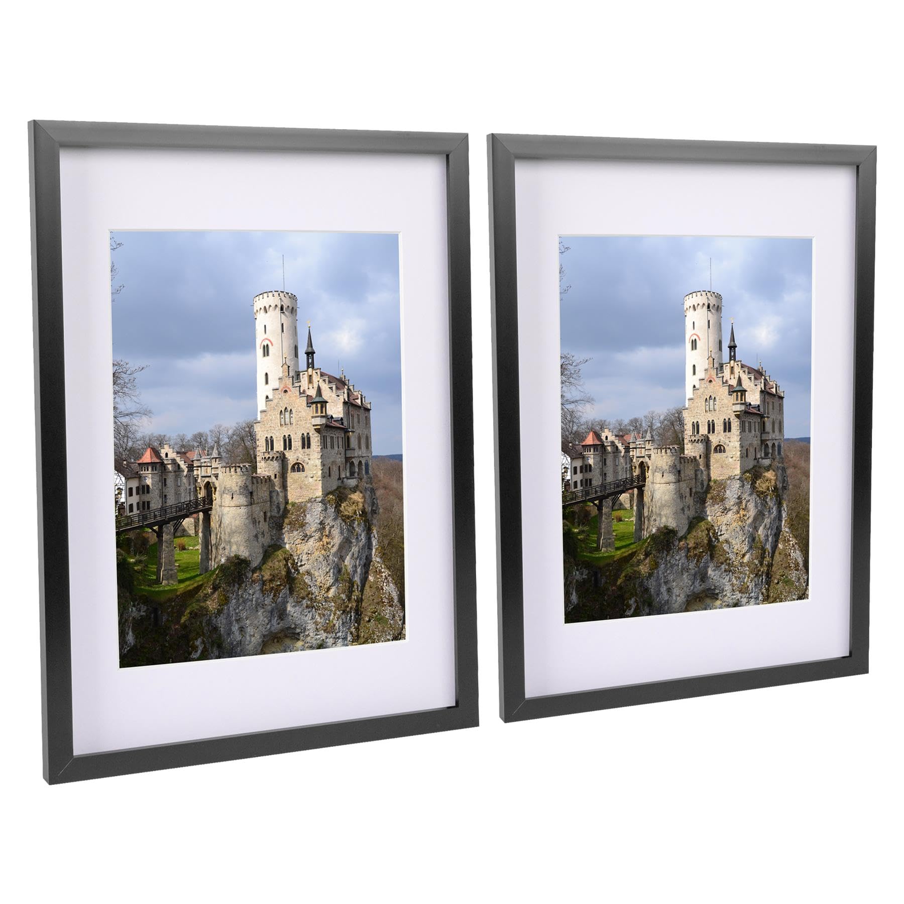 Nicola Spring A3 Picture Frames with A4 Mounts - 2 Pack Black Photo Frame (29.7 x 42cm) - Landscape Portrait Display with Glass Aperture for Freestanding & Wall Mounting Certificate, Poster