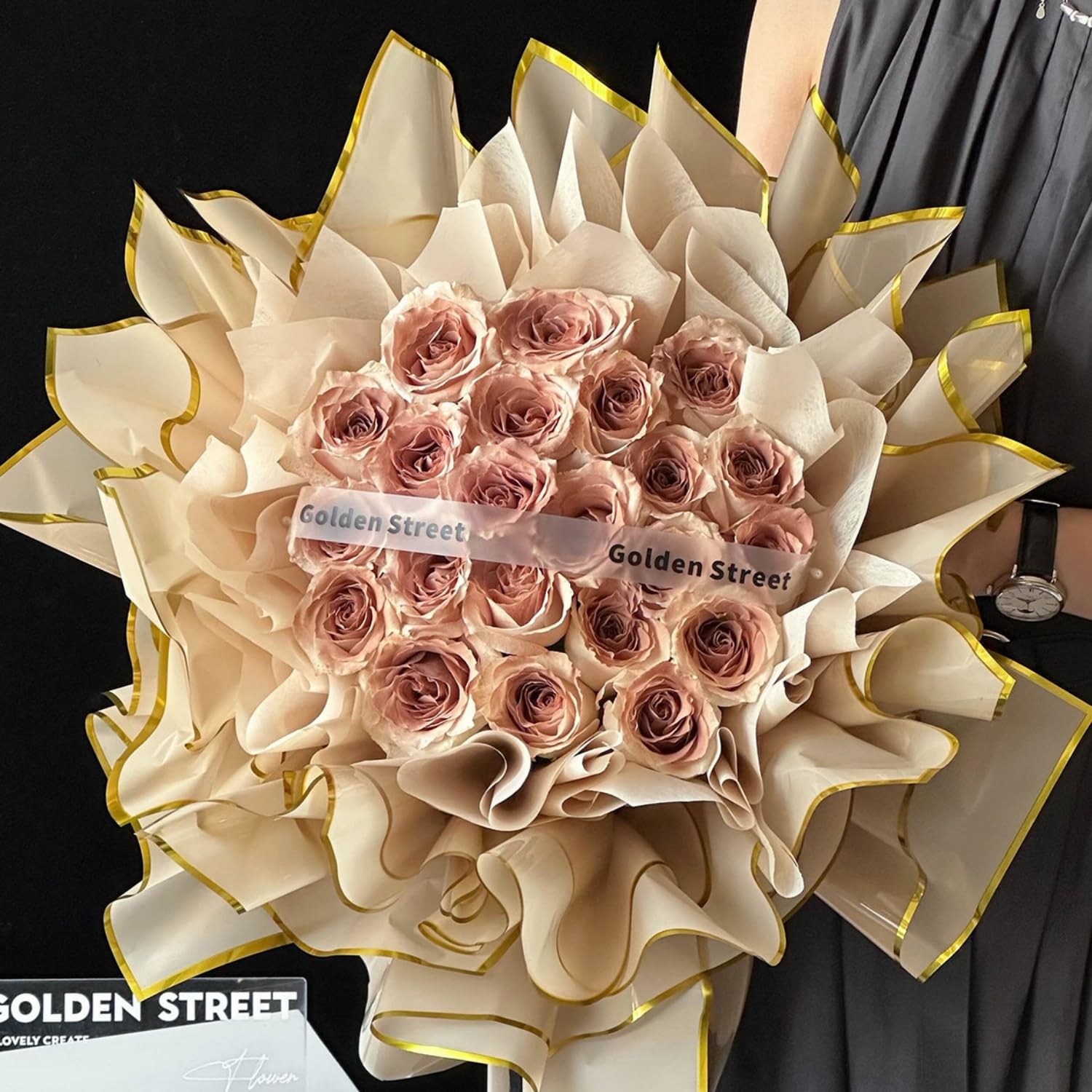 Boeket van 60 vellen, cadeaupapier, waterdicht wikkelpapier, bloemenpapier met band, bloemenpapier voor geschenkverpakkingen, bloemen, kunst en handwerk (56 x 56 cm