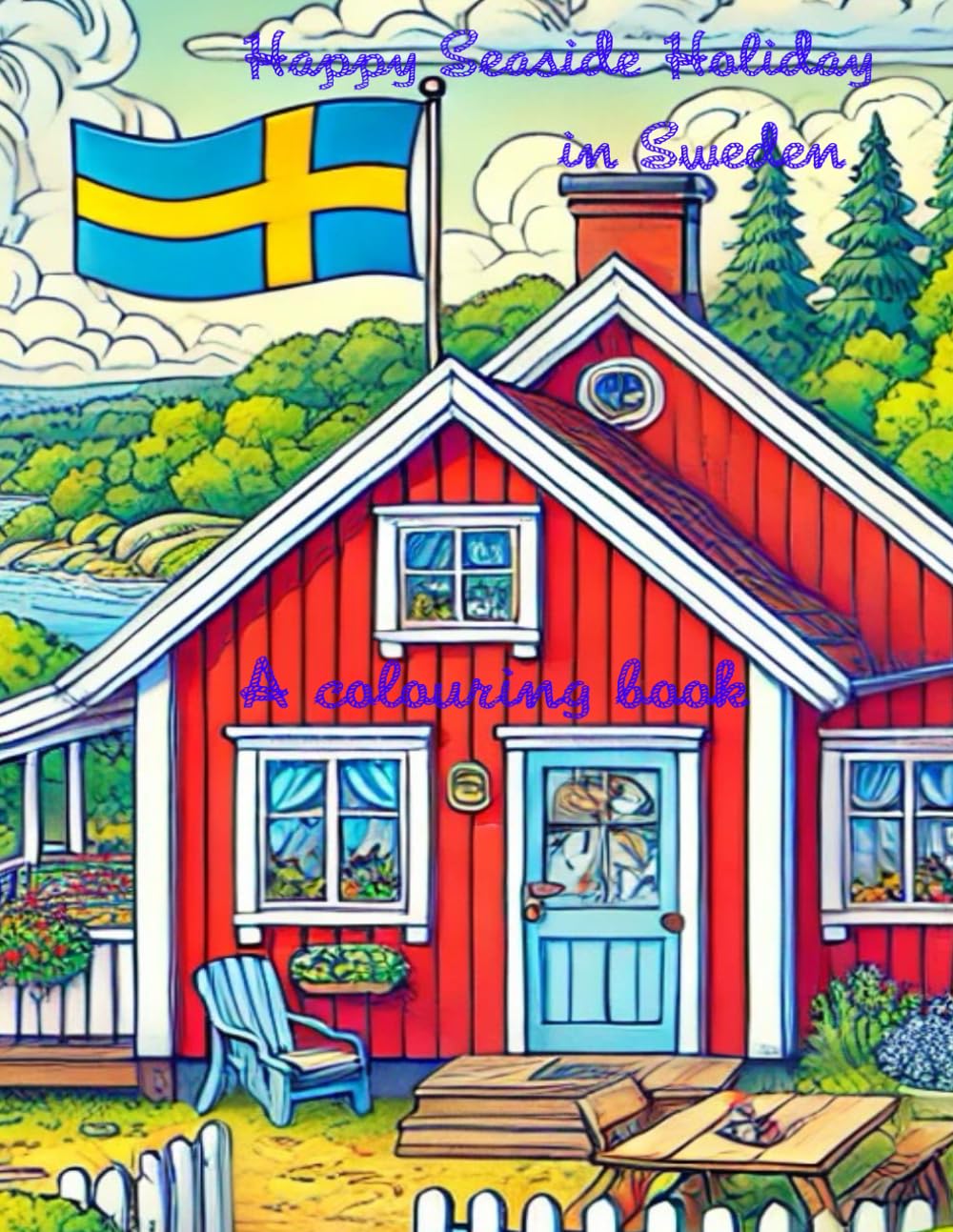 Happy Seaside Holiday in Sweden: A colouring book (Happy Colouring Books)
