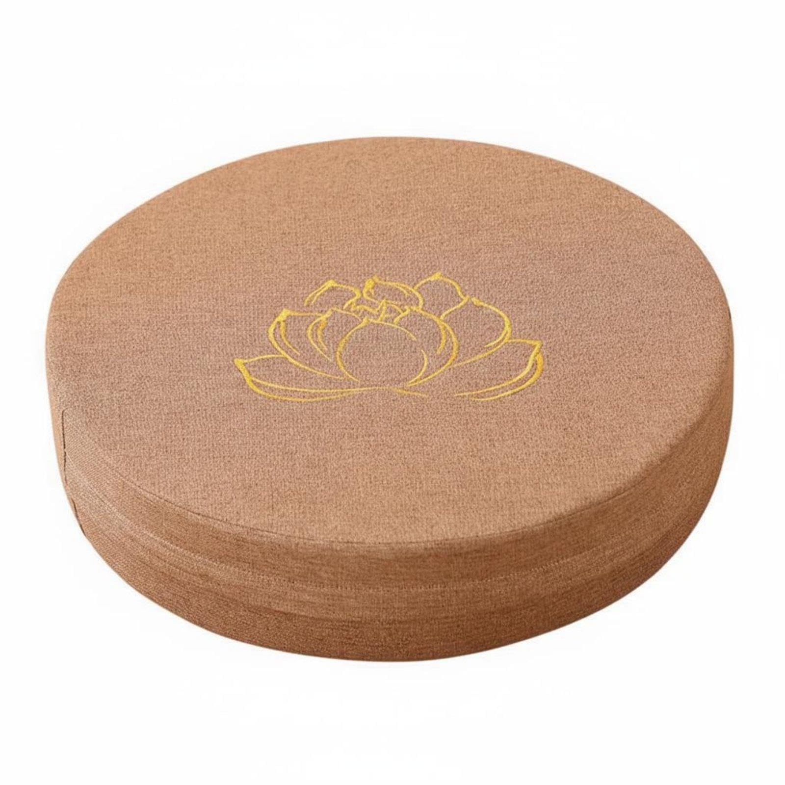 CALANDIS Japanese Tatami Cushion Removable Washable Cover Round Meditation Cushion Breathable Linen Textile Thick Floor Pouf for Exercise Practitioners Khaki 50x6cm | Pillows | Home Dacor-picture-14