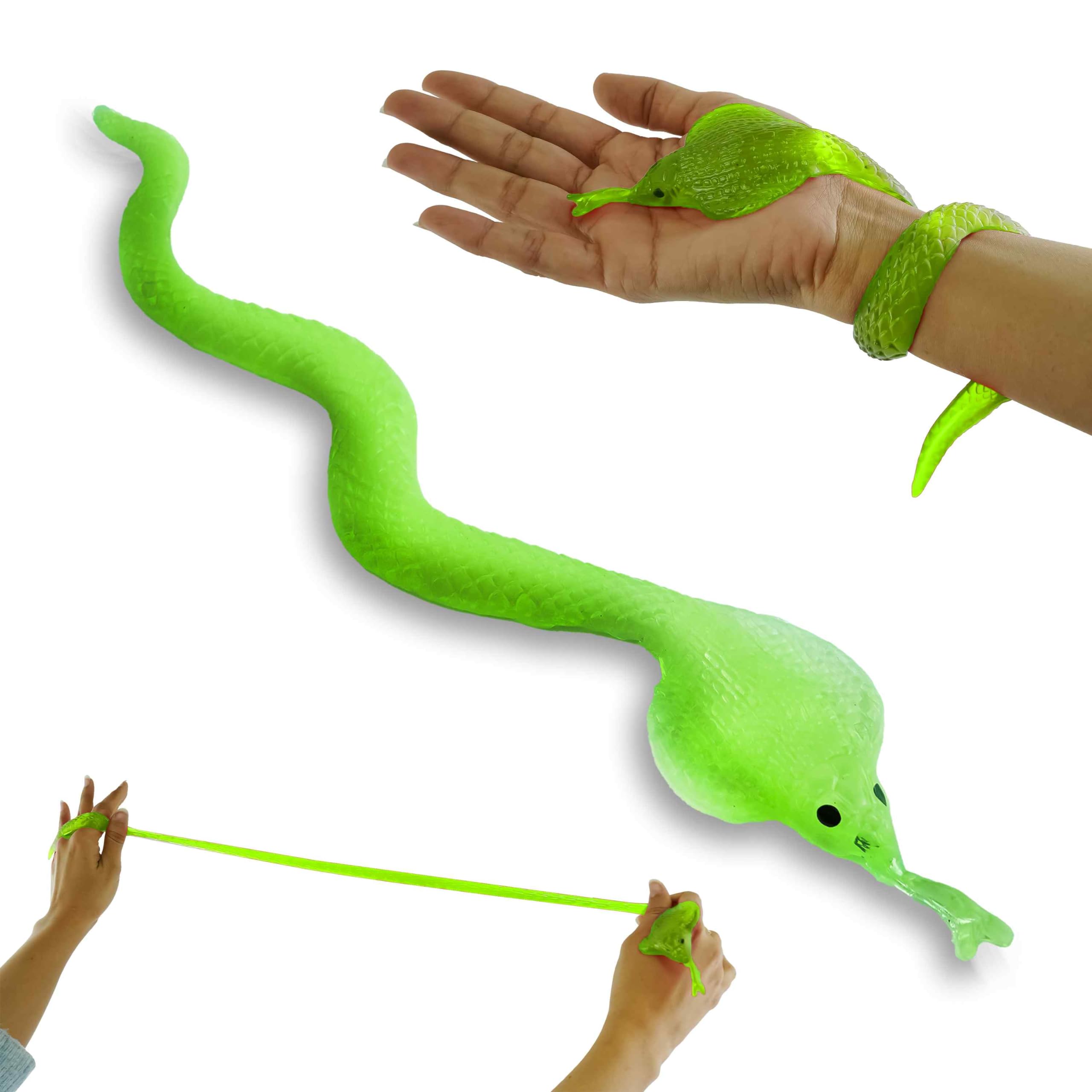 SRV Hub Jumbo Super Sticky Green Snake - 40.5cm Extreme Stretchy Stress Toy for Kids, Perfect for Sensory Play, Autism, ADHD, and Summer Fun - Realistic Reptile Stretchies for Pranks & Relaxation