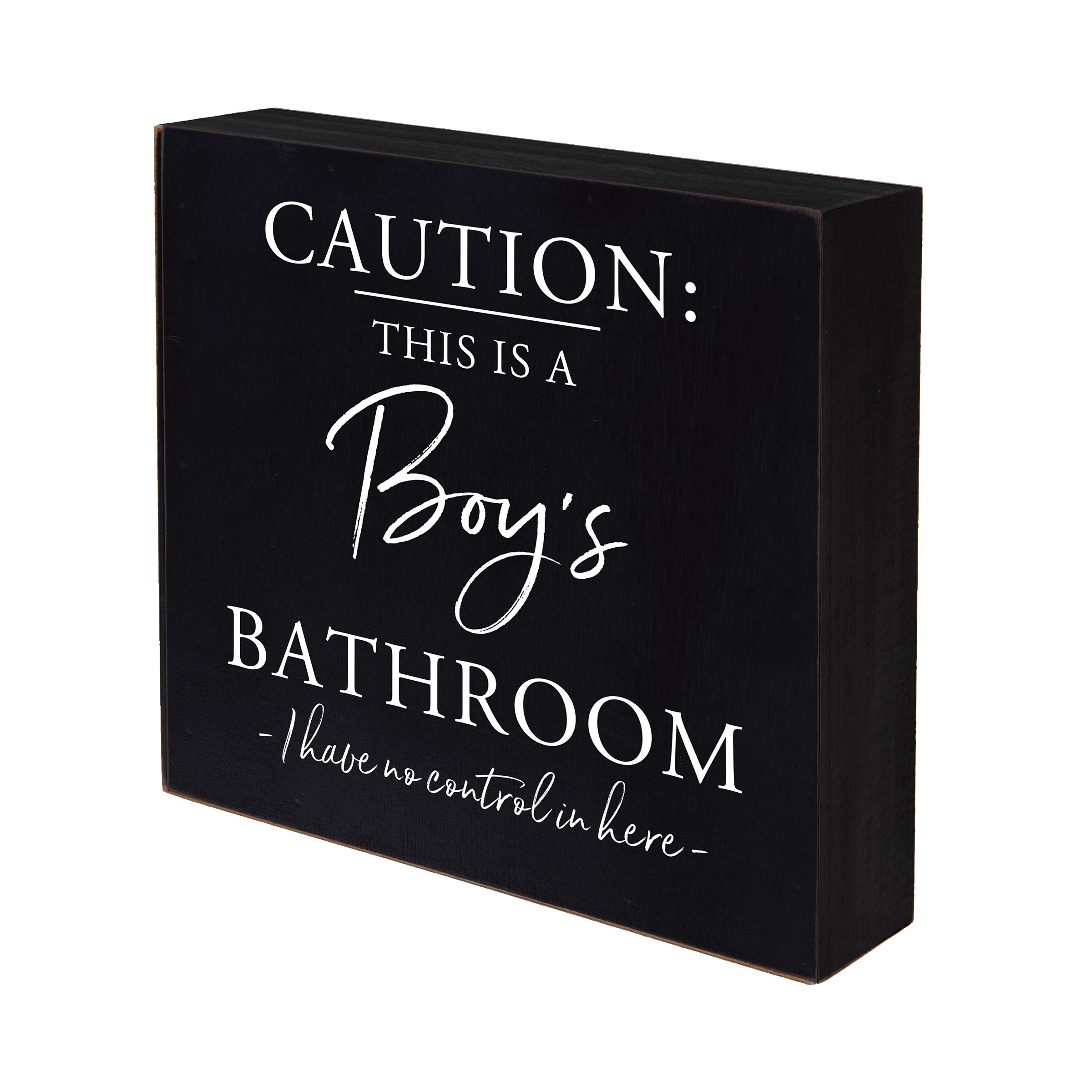 LifeSong Milestones Cute Farmhouse Bathroom Signs Rustic Wooden Box Sign-Bath Signs for Bathroom Decor Funny Quotes for Men Women-Modern Bathroom Wall Art Hanging Decorations Boys Bathroom(Black)