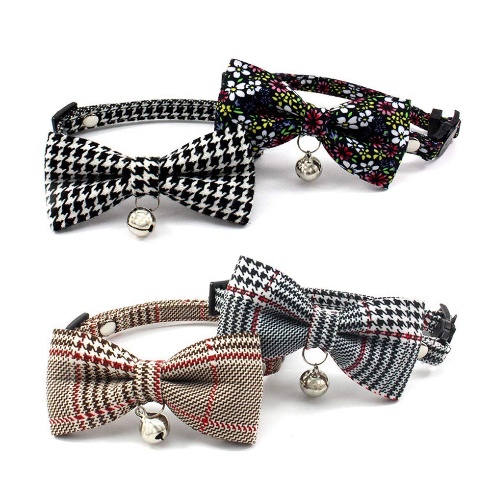 HJZHII 2-Pack Plaid Cat Collars – Breakaway Bowtie & Shirt Collar With Bells, Adjustable Safety Collars For Cats & Small Dogs - View #2