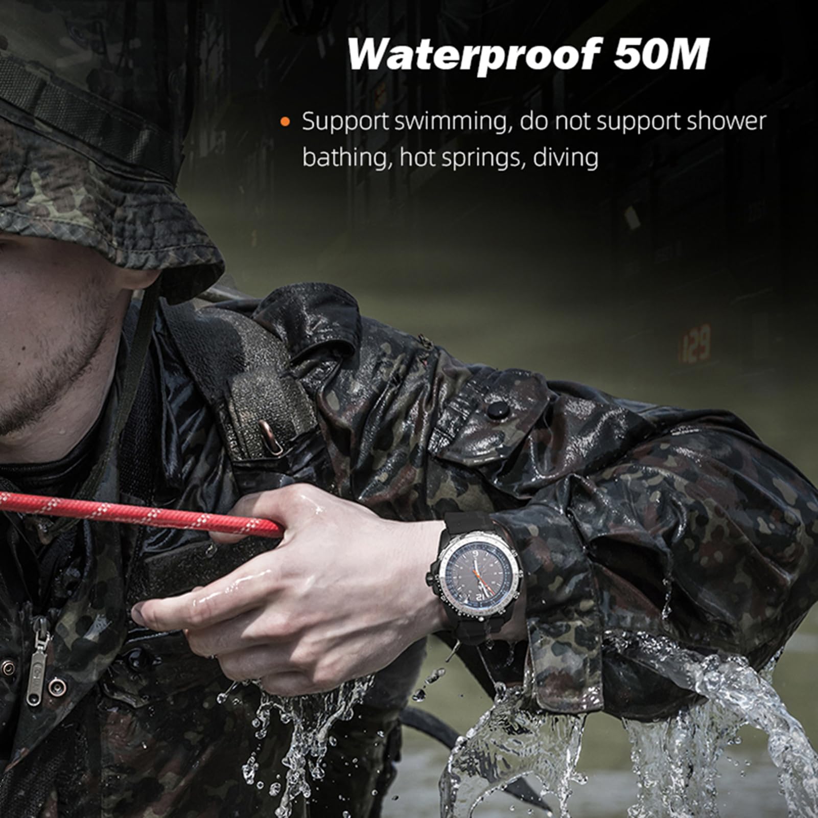 Montres Sportives à étanchéité Numérique à L'énergie Solaire pour Hommes Montres Extérieures 50m 50m avec Une Fonction Lumineuse pour Les Hommes