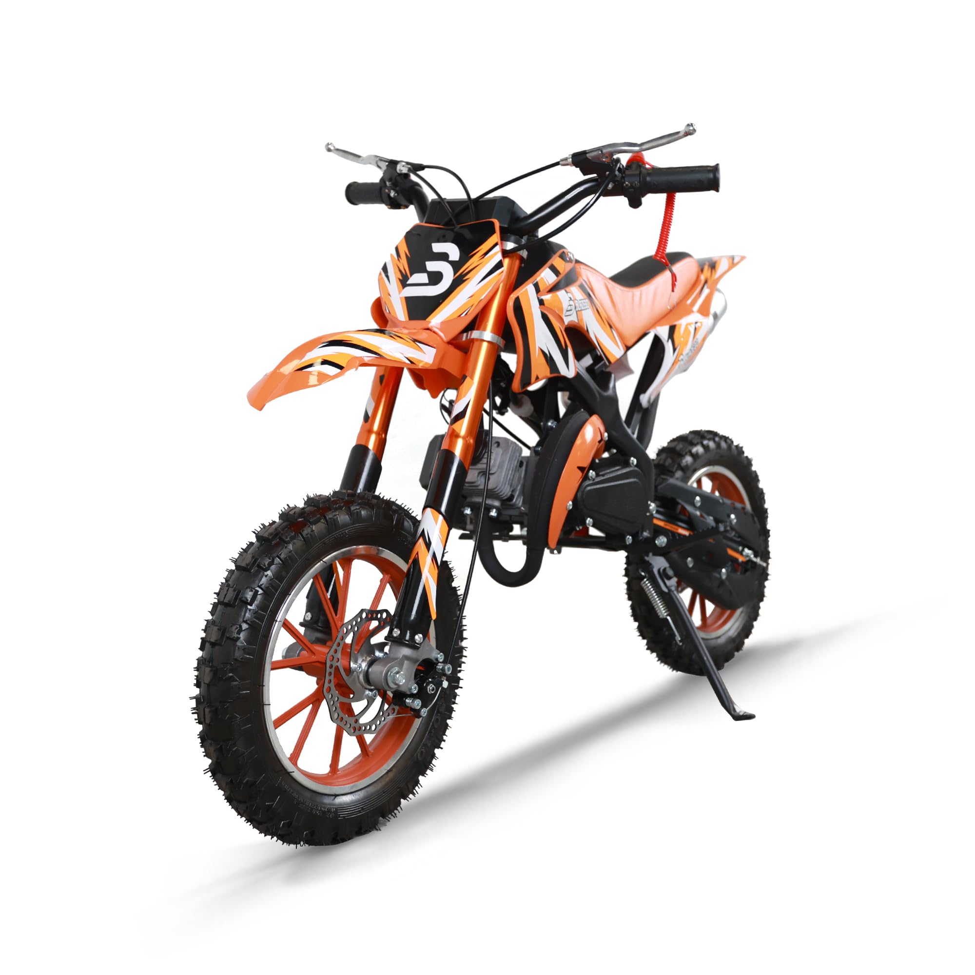 49cc Kids Dirt Bike, 2-Stroke Gas Powered Dirt Bike, Motorcycle with Off-Road Tires, Front/Rear Disc Brakes, Shock Absorption, Soft Seat Cushion, Mini Dirtbike for Kids 8-14, Orange