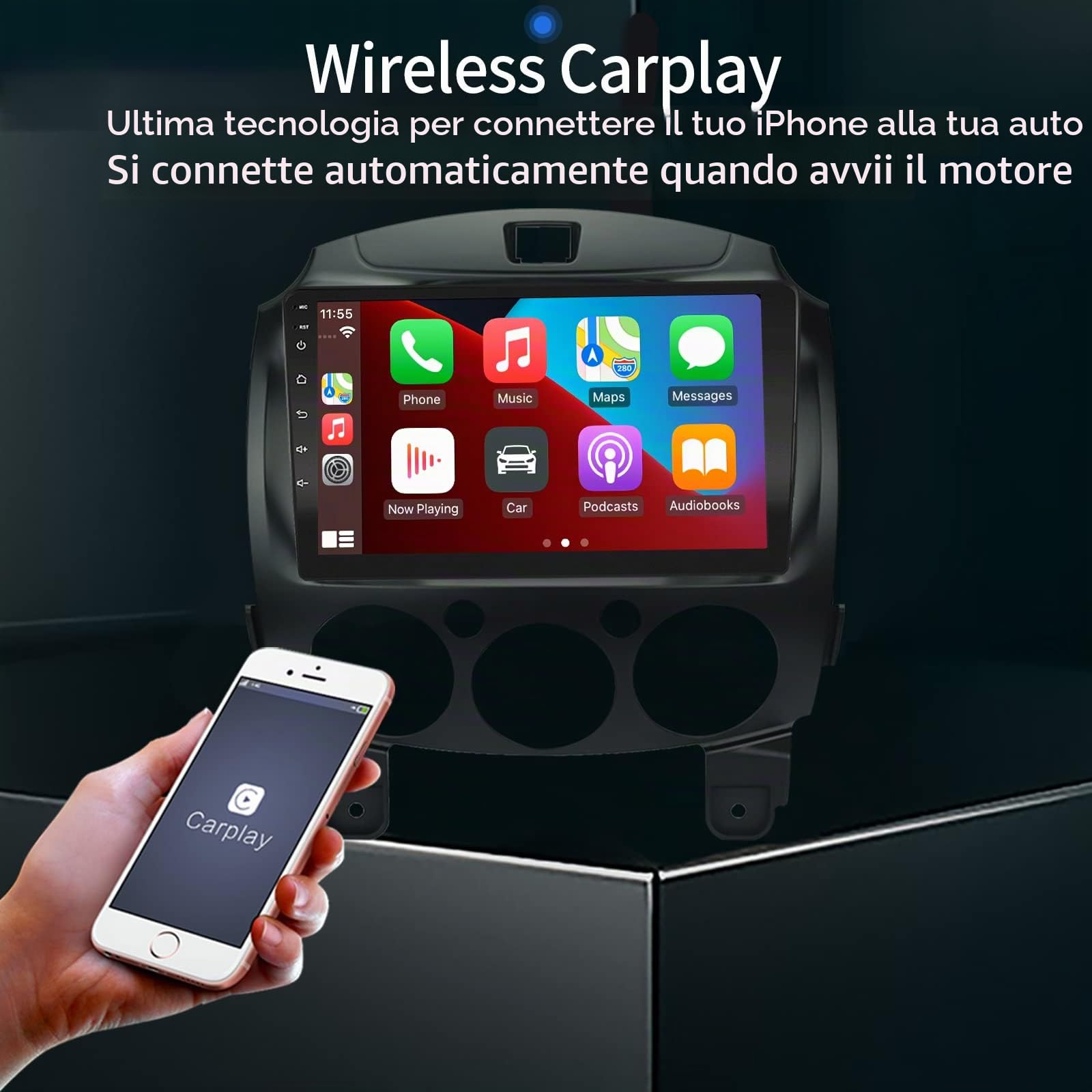 Autoradio Android per Mazda 2 2008-2014 con Carplay & Android Auto Wireless