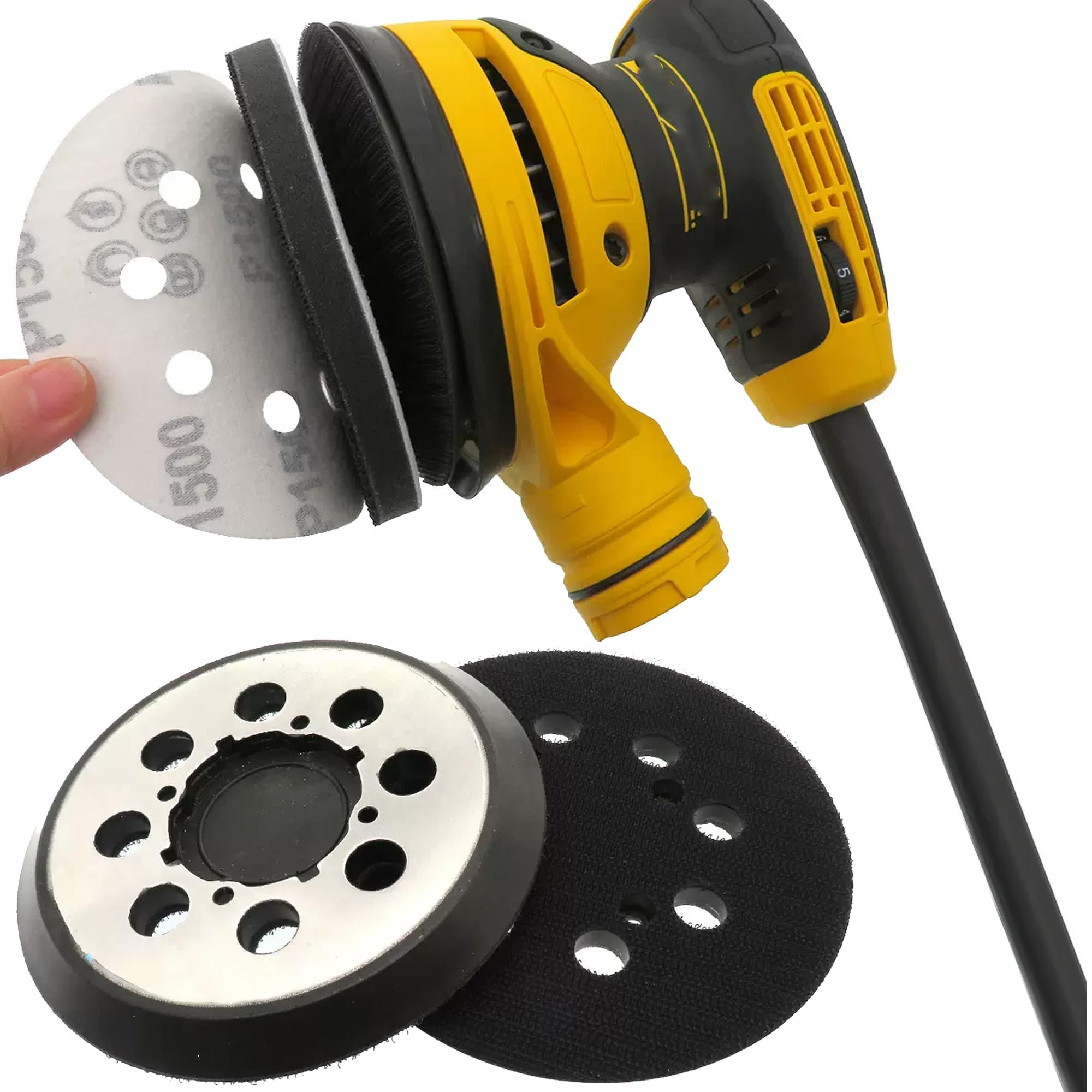 2 sztuki podkładki szlifierskie, część OEM nr DWE64233, N329079 zapasowa podkładka szlifierska 5 cali 8 otworów 4 otwory na śruby do DeWalt 5" DCW210N DWE6423