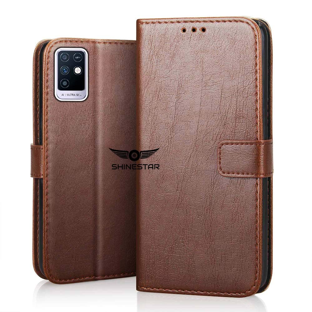 SHINESTAR Infinix Note 10 Flip Case Cover | PU Leather Flip Cover Wallet Case with TPU Silicone Case Back Cover for Infinix Note 10 - (Classic Brown) (B09DVY6951) Amazon Price History, Amazon Price Tracker