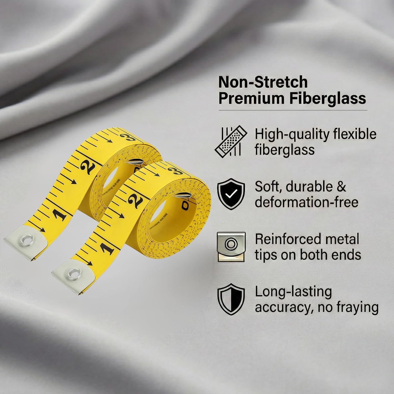 Soft Measuring Tape 2 Pack – 60 Inch / 150 cm Dual-Sided Body Tape Measure for Sewing, Tailoring, Weight Loss & Body Measurement – Flexible Inch & cm (Yellow)