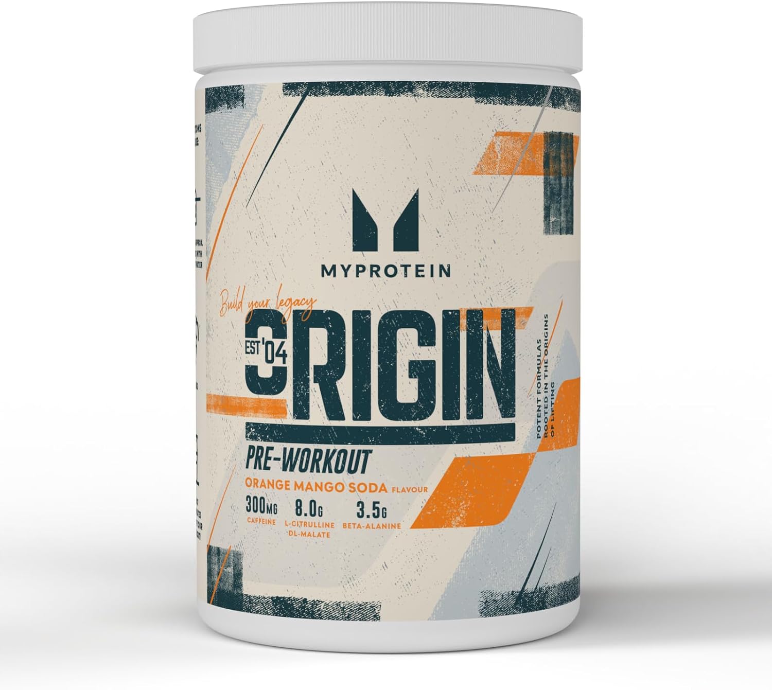Myprotein Myprotein Origin Pre-Workout-Pulver | 300 mg Koffein, L-Citrullin & Beta-Alanin | Leistungsstarke Pre-Workout-Formel | Orange-Mango-Limonade, 600 g wiederverschließbarer Wanne