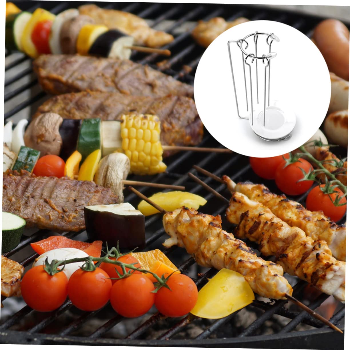 Stojak na kebaby ze stali nierdzewnej, pionowy grill do piekarnika i grilla na zewnątrz, trwałe akcesoria do grillowania dla idealnego grillowania i łatwego czyszczenia