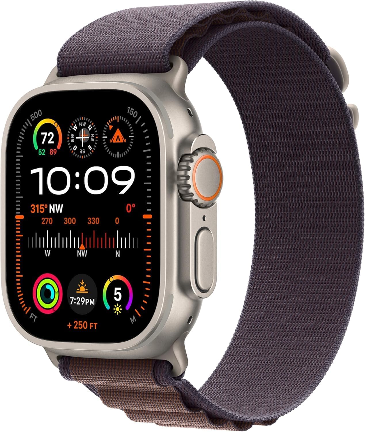 Apple Watch Ultra 2 [GPS + Cellular, 49mm] Titanium Case with Indigo Alpine Loop, M (Renewed Premium)