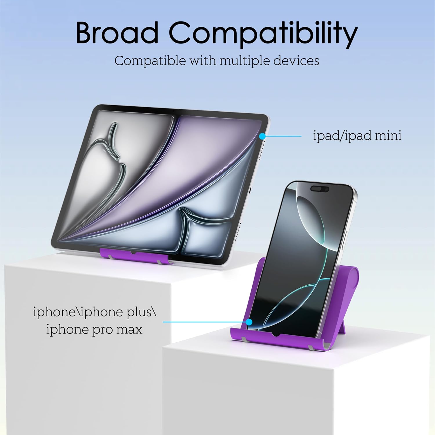 Cell Phone Stand for Desk, Foldable and Adjustable Multi-Angle Holder Dock, Universal Compatibility for Most Phone and Tablet, Portable and Sturdy Design for Office and Home (Purple) image 2