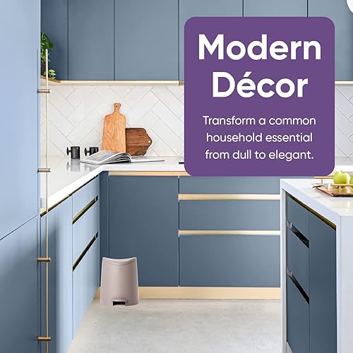 Miniatura 5 de Pequeño cubo de basura de plástico con tapa de 3 litros, moderno cubo de basura curvado con pedal de pie, mini cubo de basura de cocina, cierre