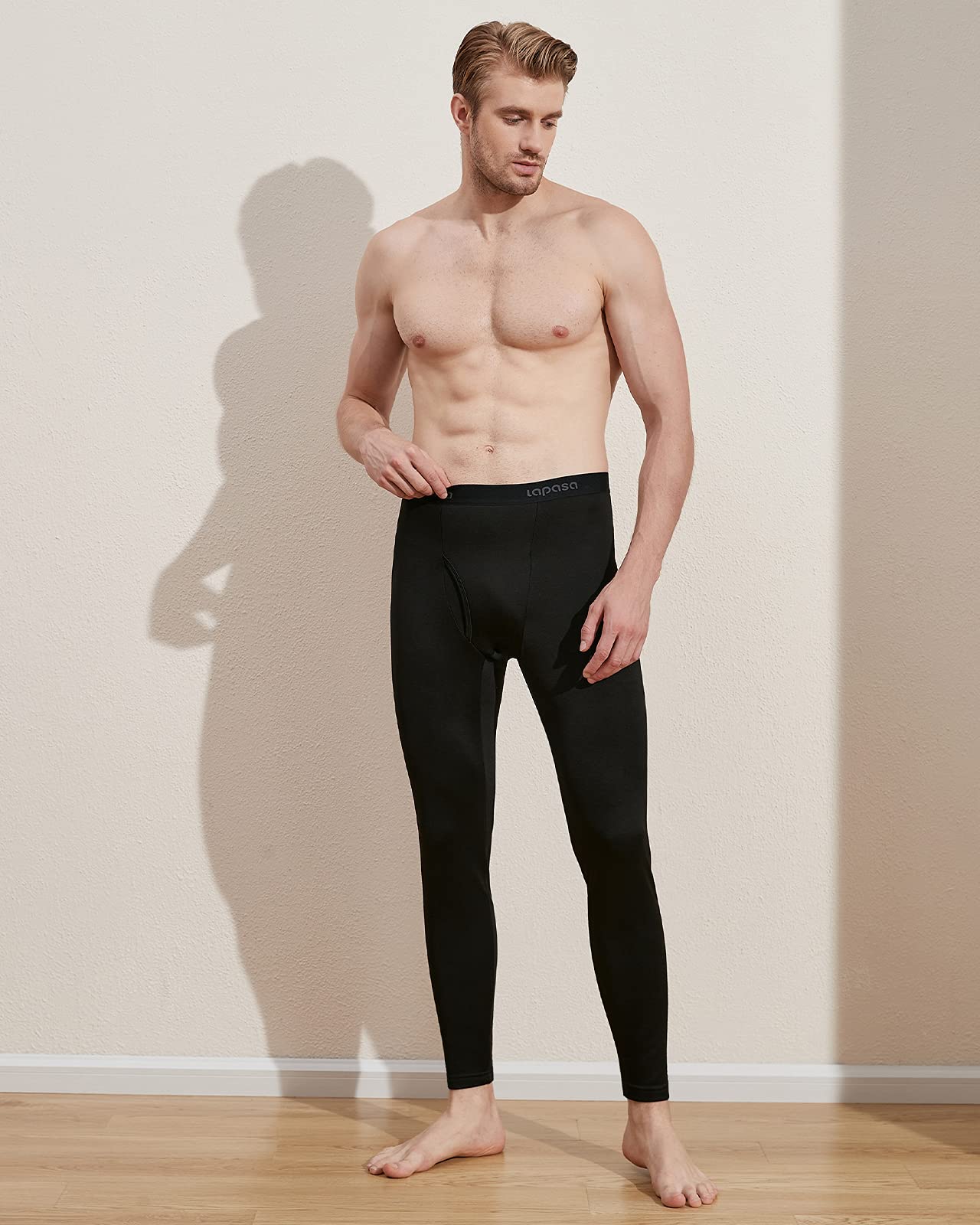 LAPASA Pacco da 2 o 1 Calzamaglie Termica Uomo Fodera in Pile Medio/Pesante Pantaloni Termici Sportivi Strato Base Biancheria Intima Leggings Caldi M10/M25/M56