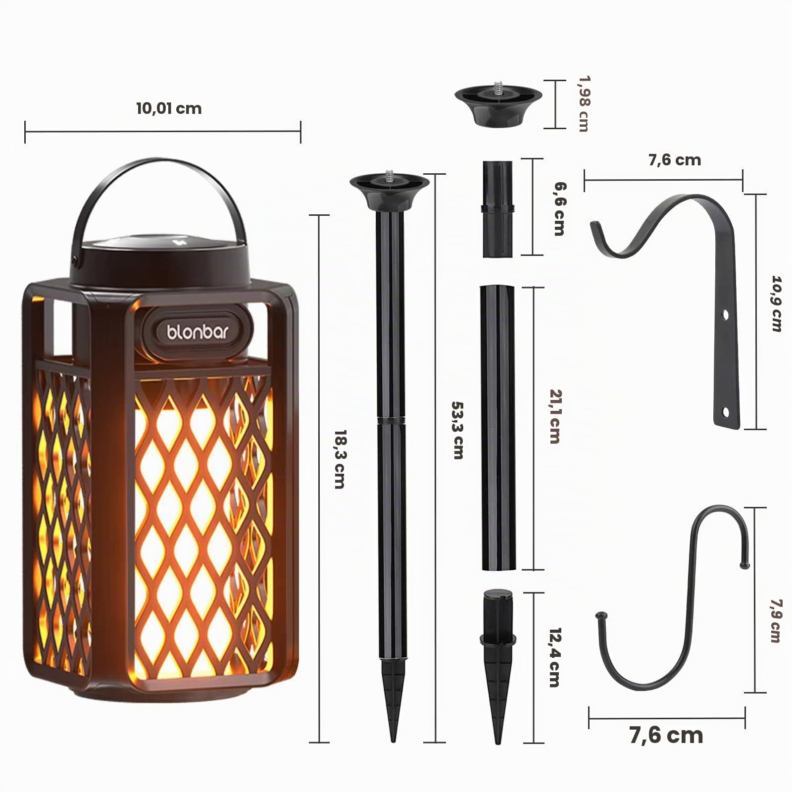 blonbar Enceinte Bluetooth Portable sans Fils, 10W Haut-Parleur avec Flamme, IP65 Étanche Enceinte Extérieure Bluetooth Lumineuse pour Les Voyages/Extérieur, Patio, Jardin