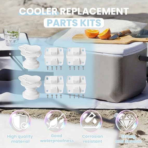Cooler Replacement Parts with 1 Cooler Drain Plug Cooler Plastic Hinges