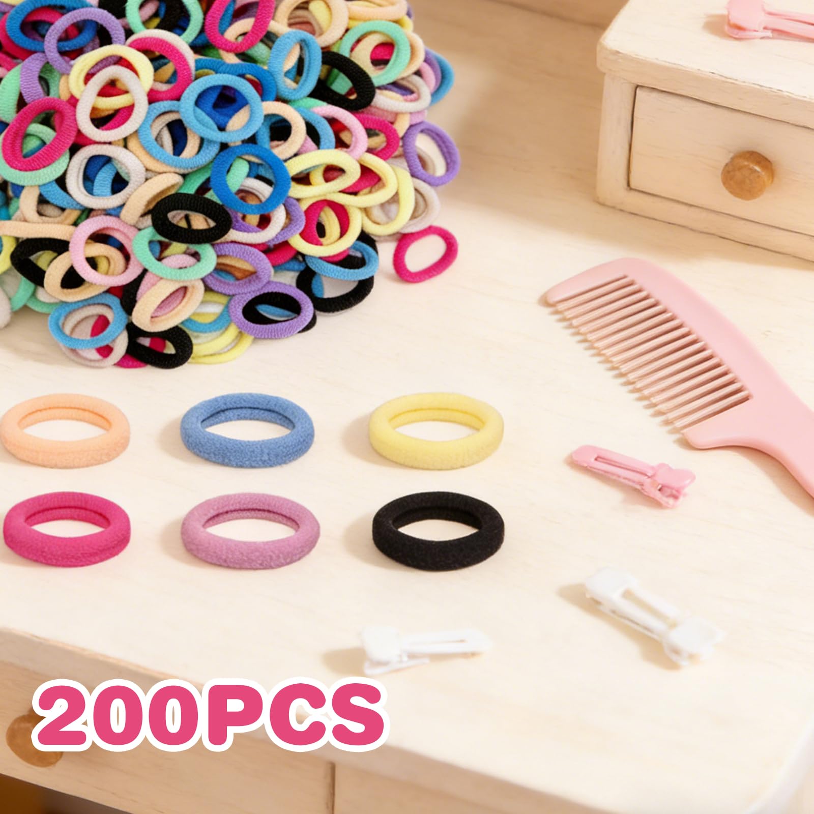 200Pcs Baby and toddler headband set | Multi colored headband suitable for girls and children | Durable anti slip hair accessory | (8 colors). — view 6