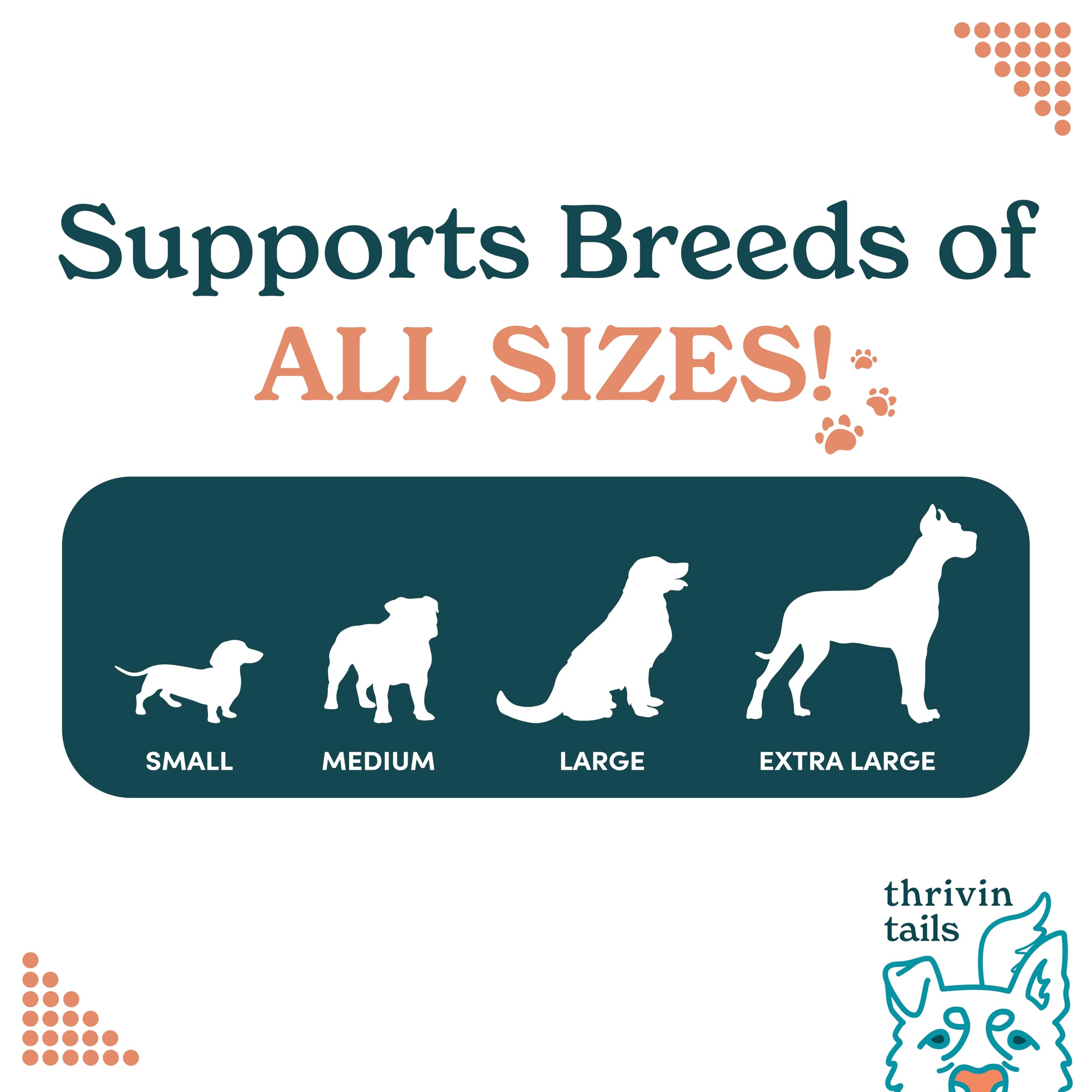 Genérico Thrivin Tails- Masticables calmantes para perros - Alivio de la ansiedad para perros - Golosinas calmantes para perros - Melatonina para perros - Alivio de la ansiedad por separación para