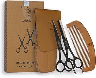 TOLERA Hairdressing Scissors Set Including Comb & Case | Hair Scissors & Thinning Scissors - Sharp & Precise - Unisex Hair...