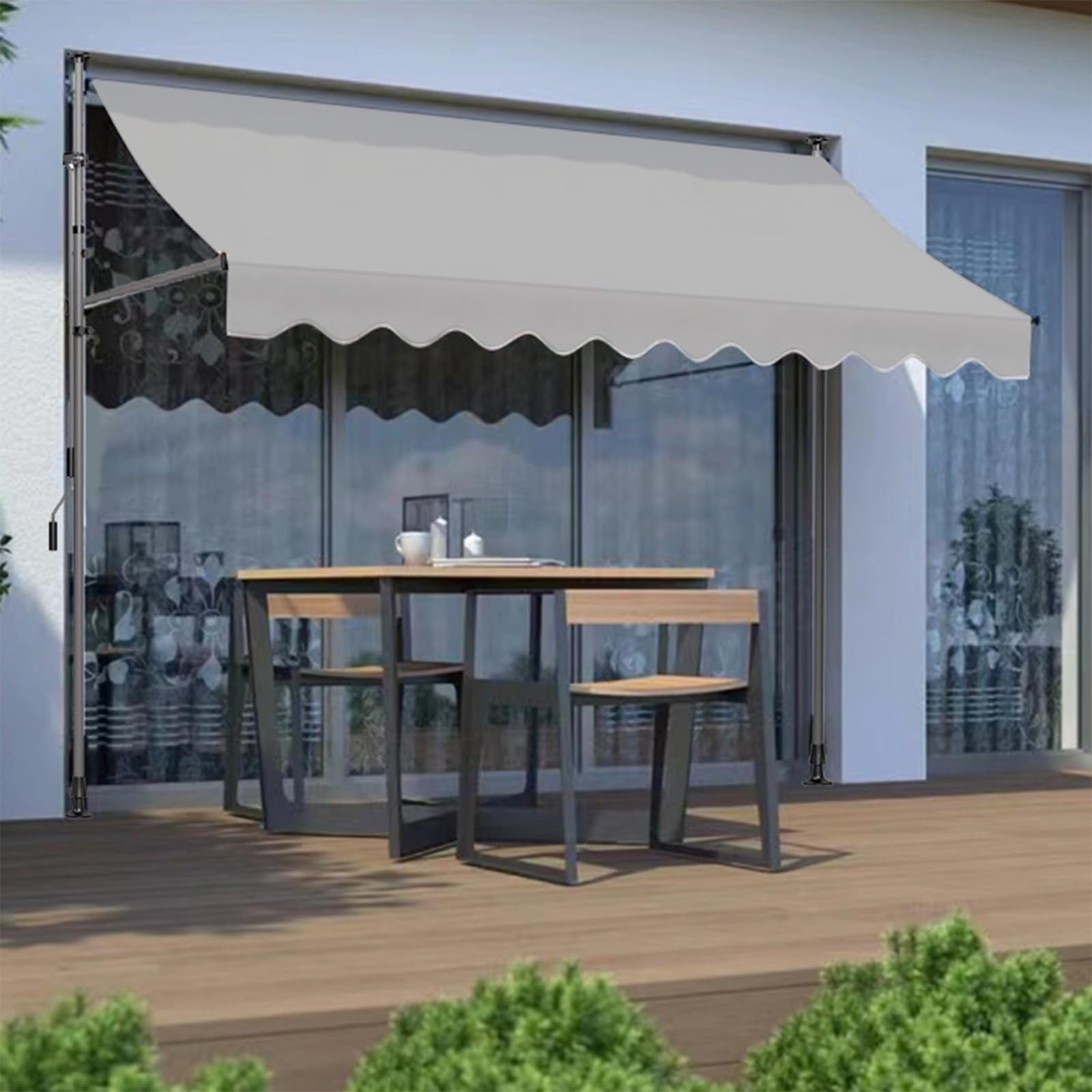 Z ręczną taśmą UVbeständig & Höhenverstellbar Wasserdicht ohne Bohren 200/250/300/350/400cm eite für Beige