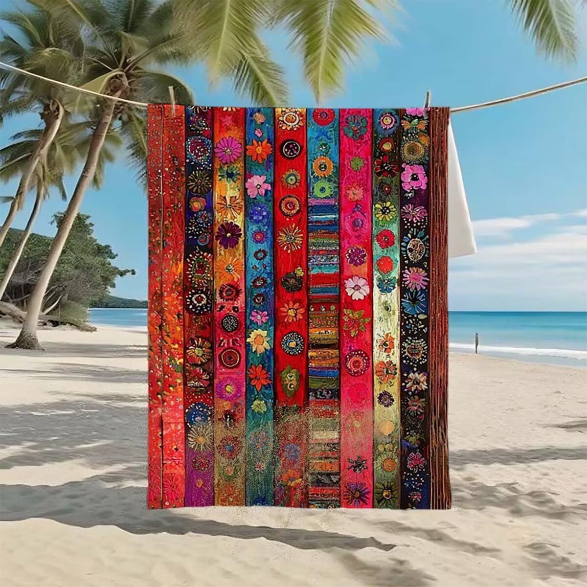 Telo Mare XXL 100x200cm/35x70cm, 2 Set Telo Mare Microfibra Boho Asciugamano Palestra Uomo, Antisabbia, Leggero, Asciugatura Rapida, Teli da Spiaggia Grandi Accessori per Camping Natation Yoga I-85