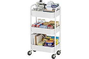3-Tier Rolling Metal Cart with Wheels