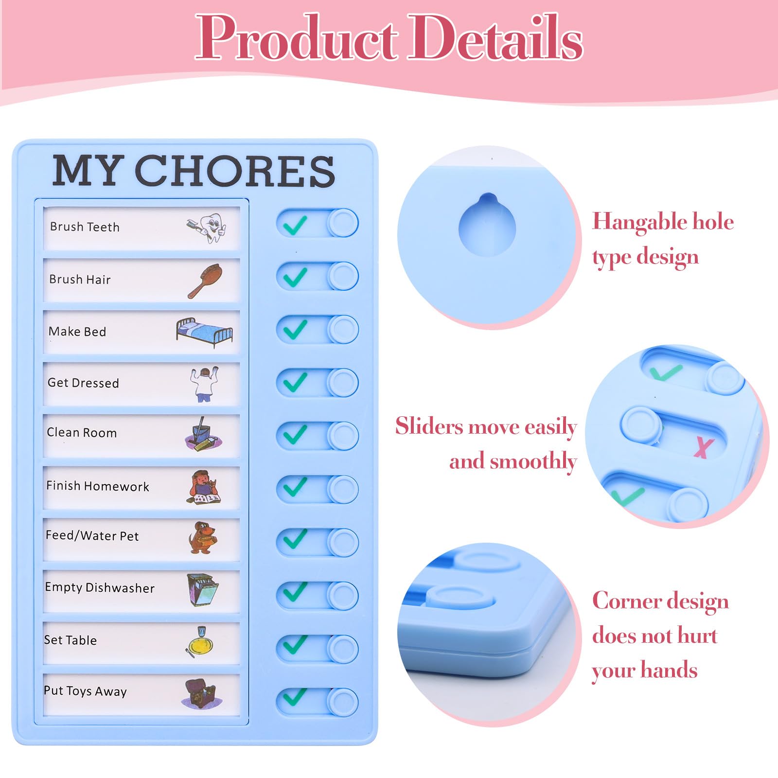 ZOCONE 4 PCS Chores Chart for Kids My Chores Checklist Board Kids with 20 Paper - Image 4