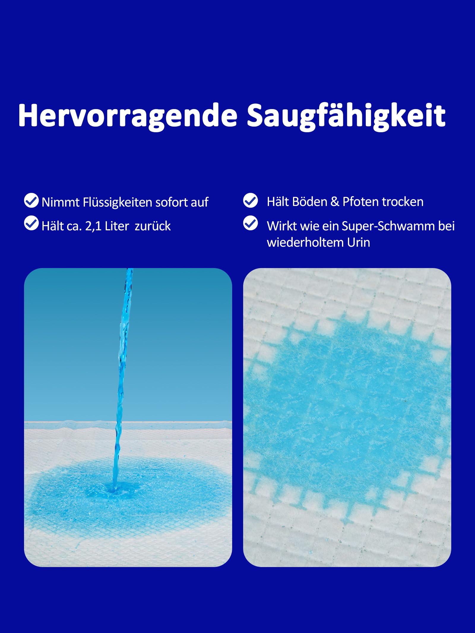Ownpets 80x90cm große Trainingsunterlagen Hund, 40 stücke saugfähige Hunde Toilettenmatte, Pee Pads, Pipi Matten für Hunde, Inkontinenzunterlage Einweg, schnell trocknender Oberfläche, für große Hunde