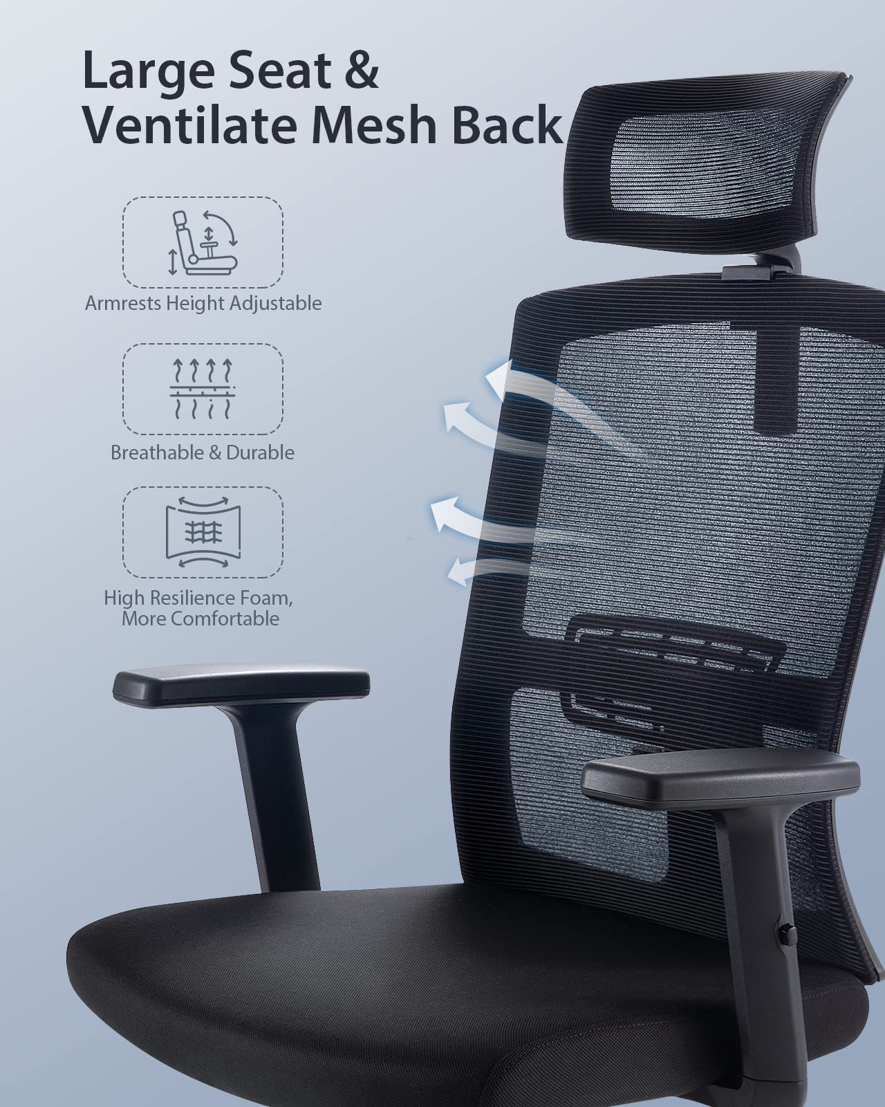 Buy NOBLEWELL Office Chair, Ergonomic Office Chair with Adjustable