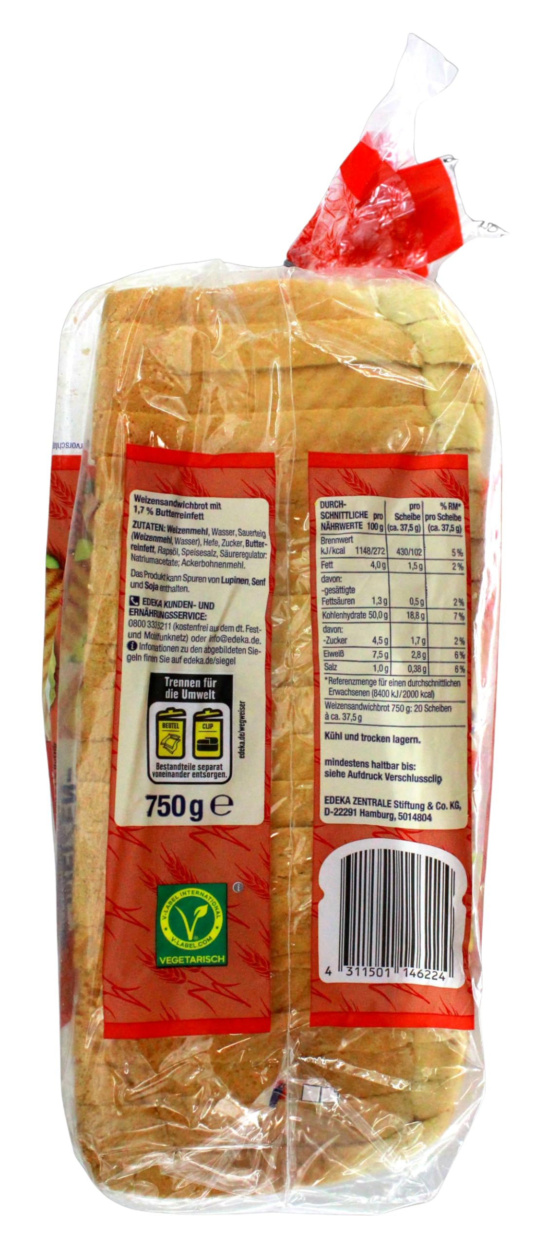 Herzstücke Weizen-Sandwich Toast, 7er Pack (7 x 750g)