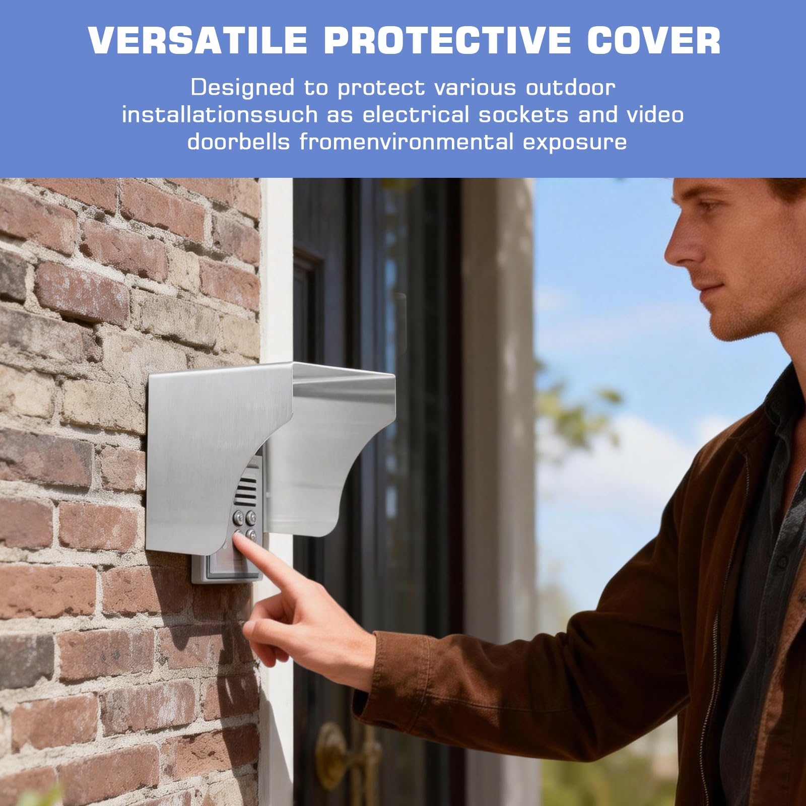 Prise de courant, protection contre la pluie, en acier inoxydable, pour sonnette de porte, protection contre la pluie extérieure, en acier inoxydable, pour prise extérieure, pour salle de bain